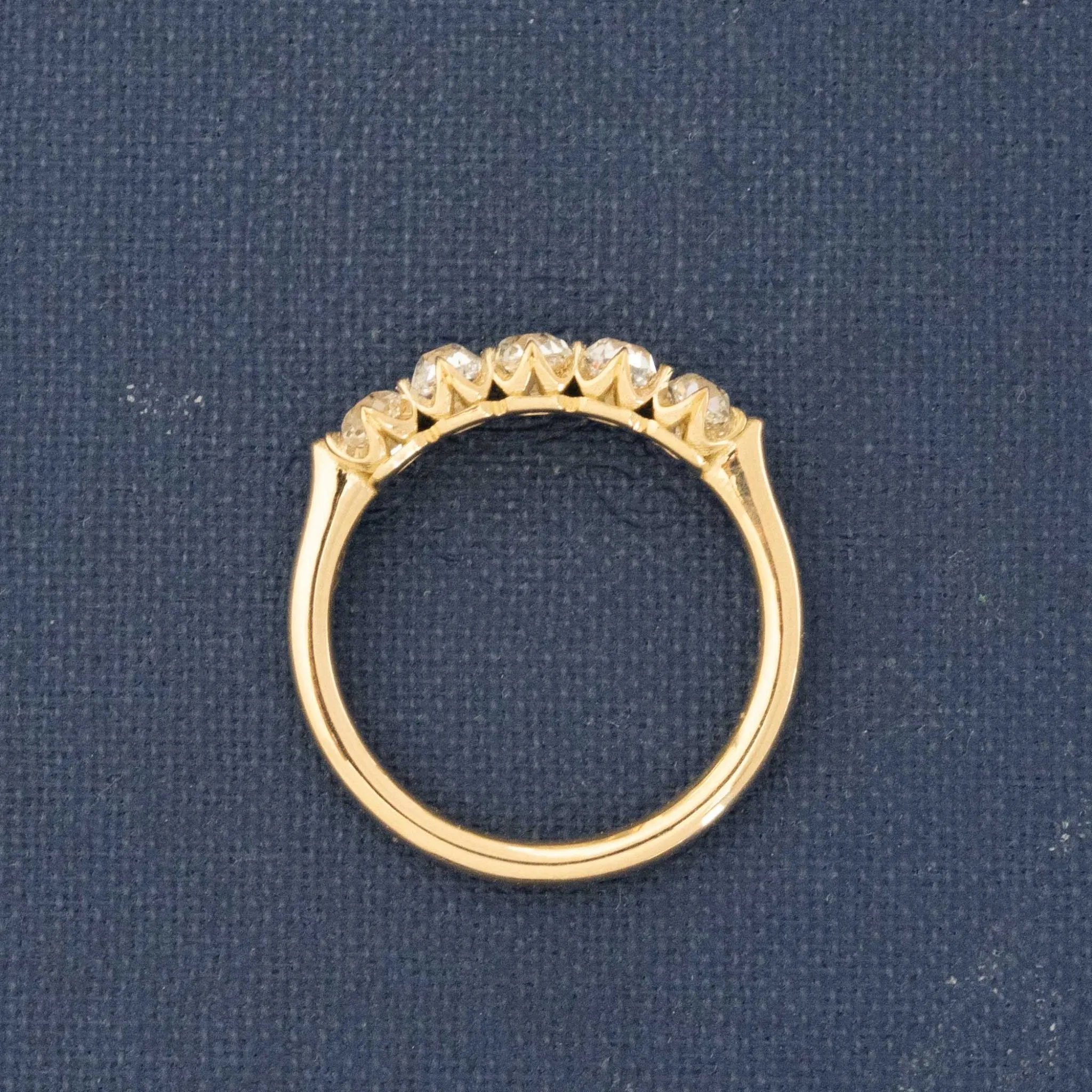 1.00ctw Old Mine Cut Diamond 5-Stone Half-Hoop Band