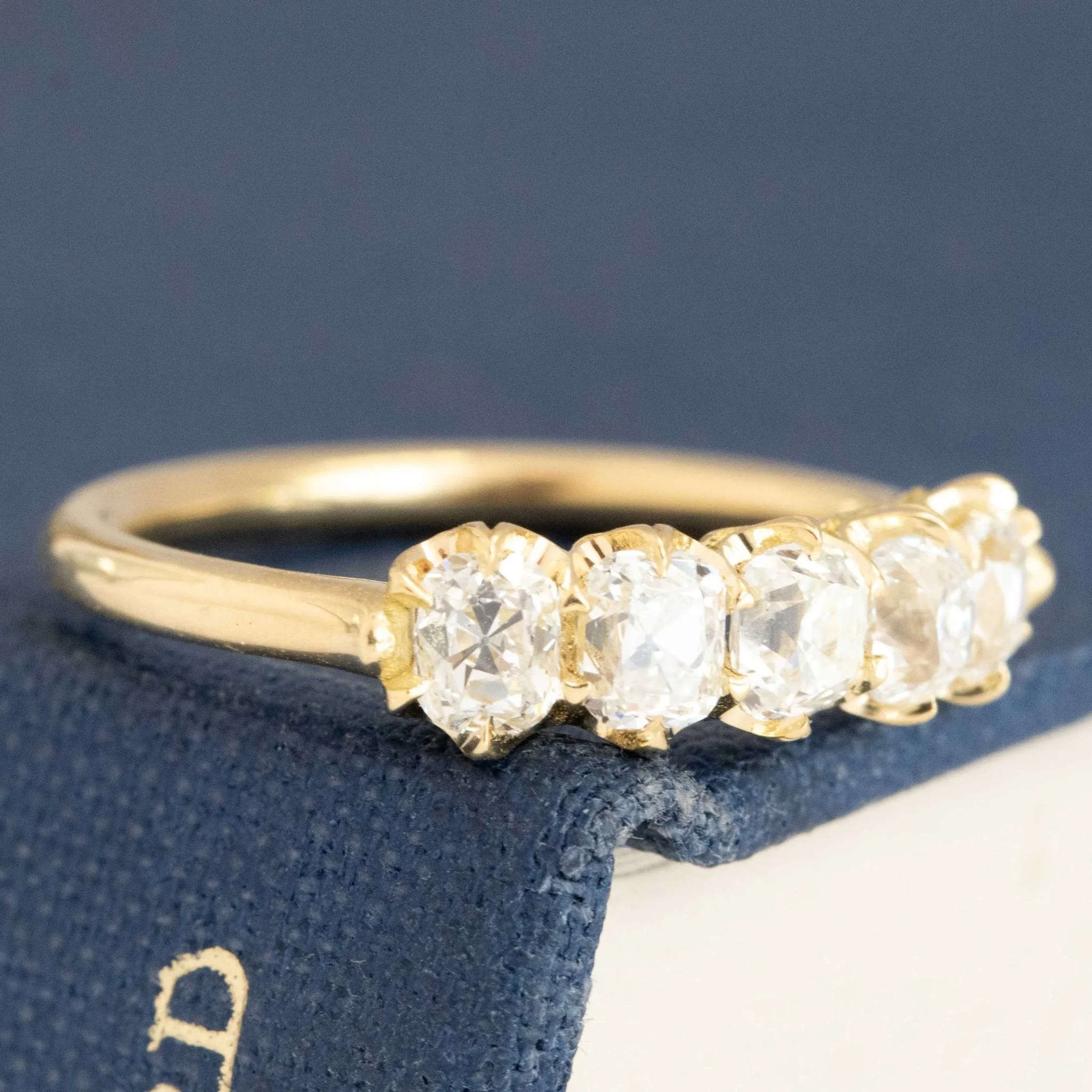 1.00ctw Old Mine Cut Diamond 5-Stone Half-Hoop Band