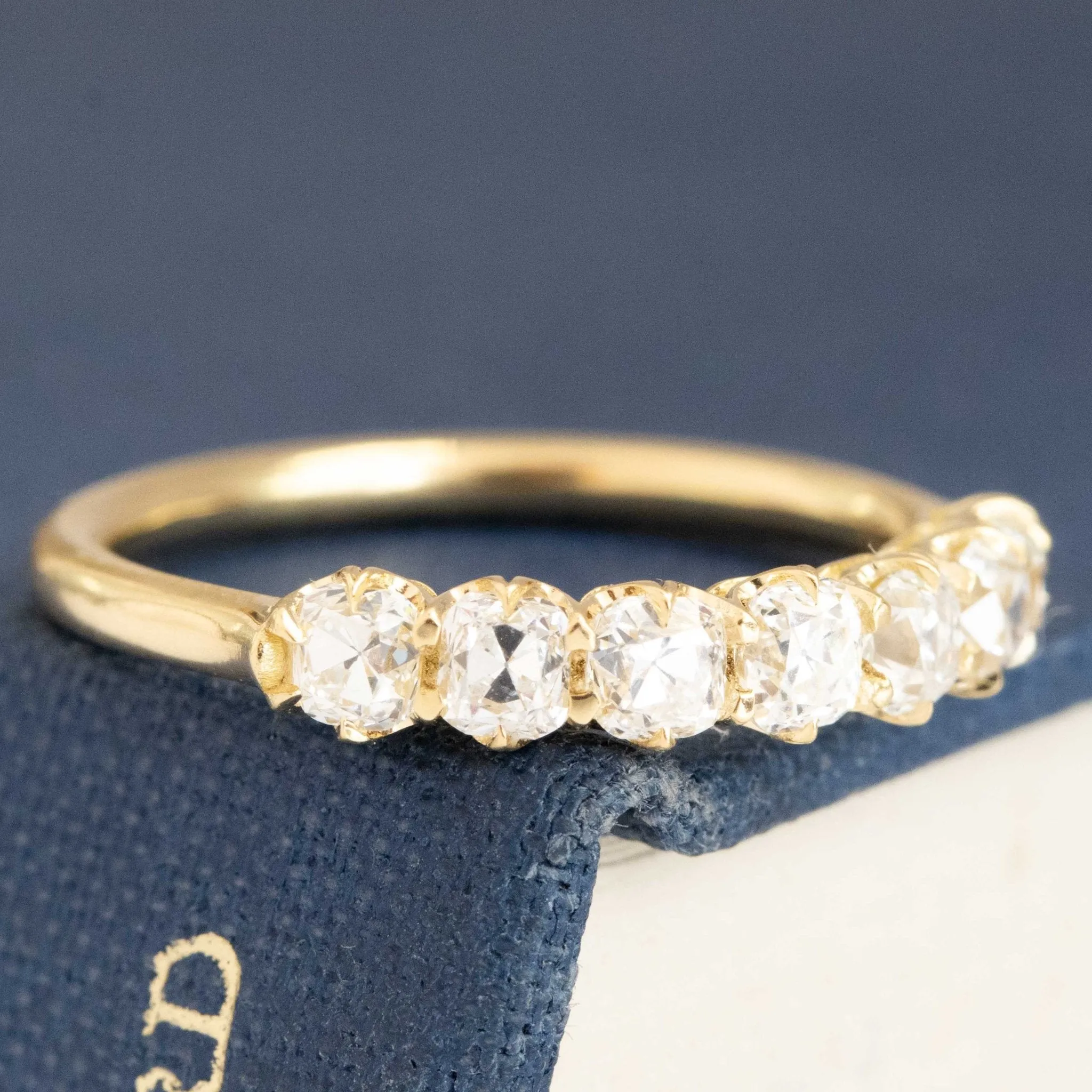 1.00ctw Old Mine Cut Diamond 7-Stone Half-Hoop Band