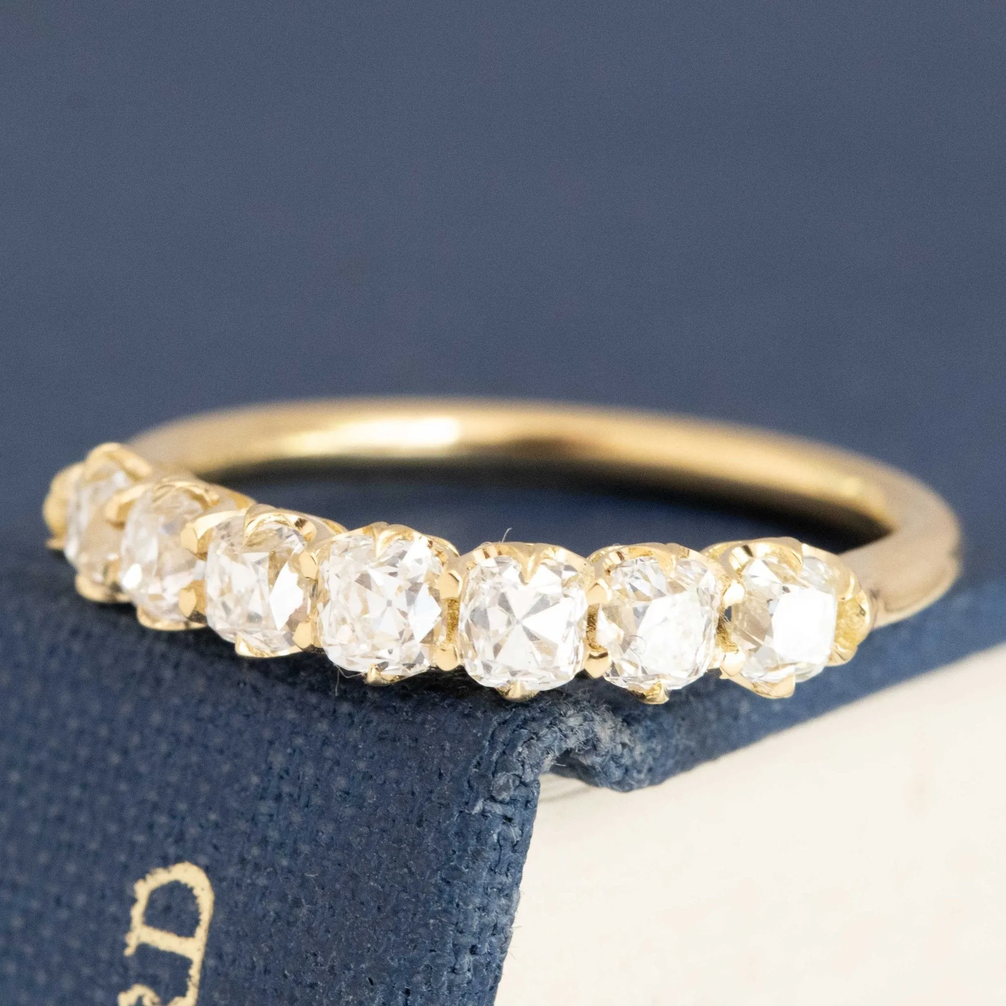 1.00ctw Old Mine Cut Diamond 7-Stone Half-Hoop Band
