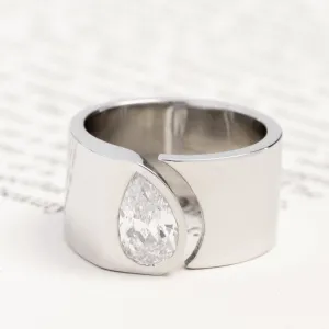 1.01ct Pear Cut Diamond Open Cigar Band, GIA E