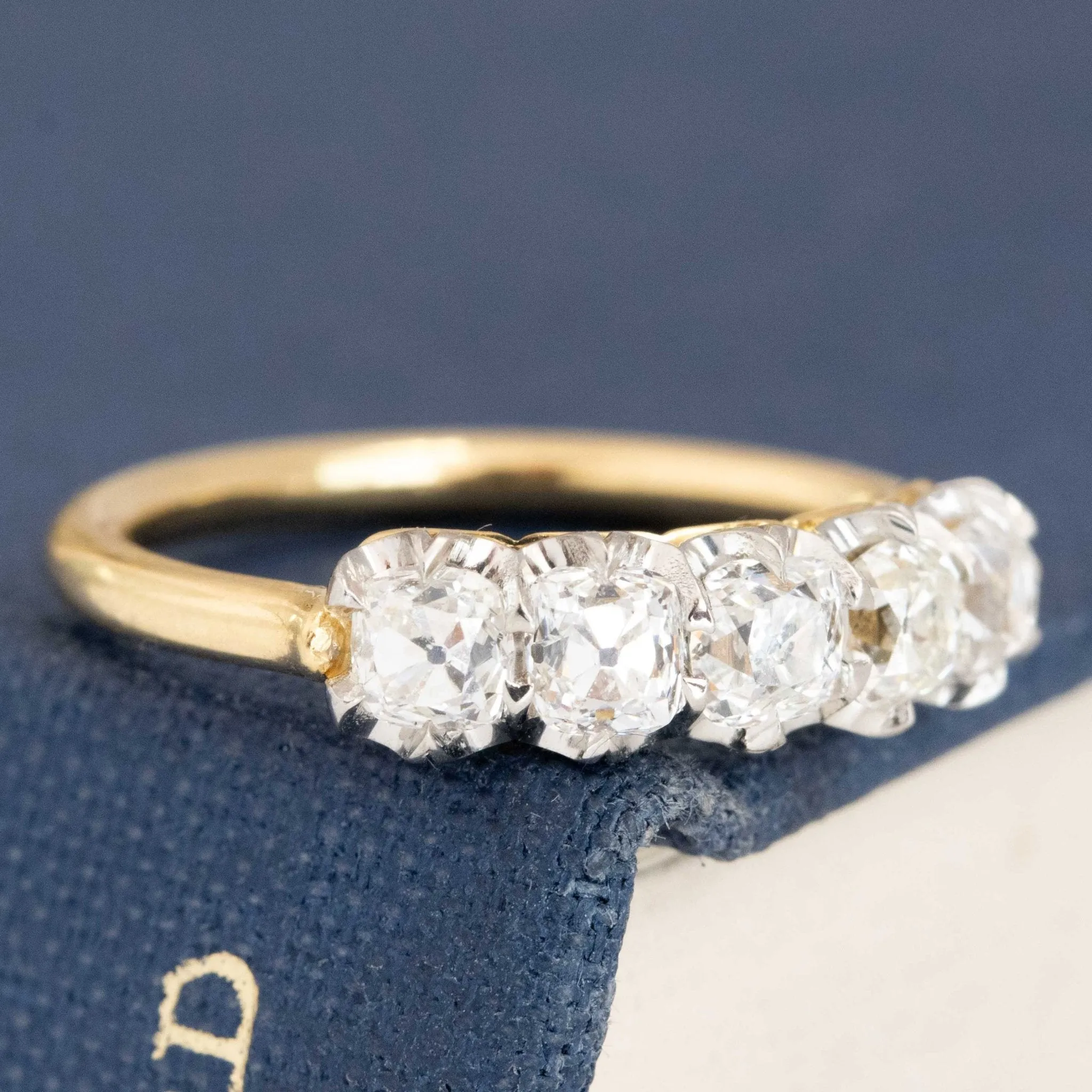 1.01ctw Old Mine Cut Diamond 5-Stone Band