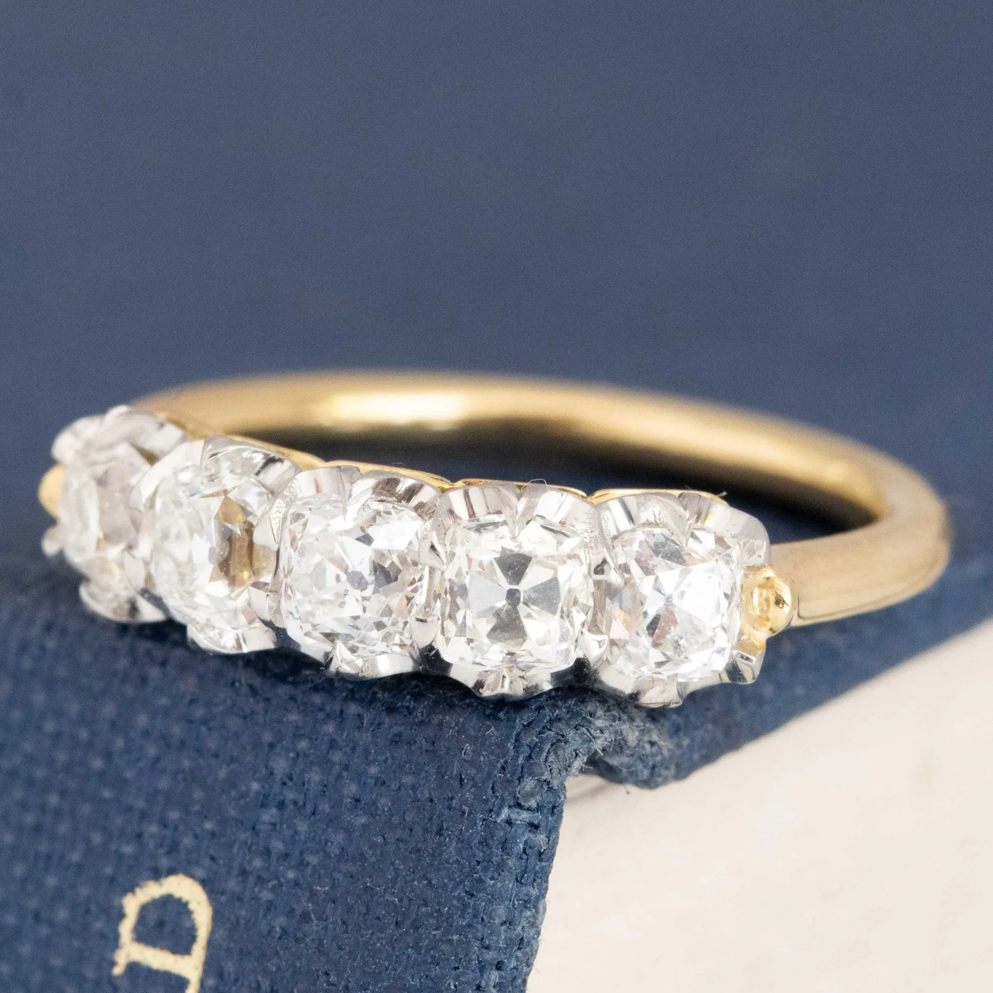 1.01ctw Old Mine Cut Diamond 5-Stone Band