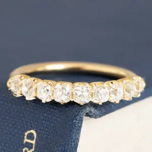 1.01ctw Old Mine Cut Diamond Half-Hoop 9-Stone Band