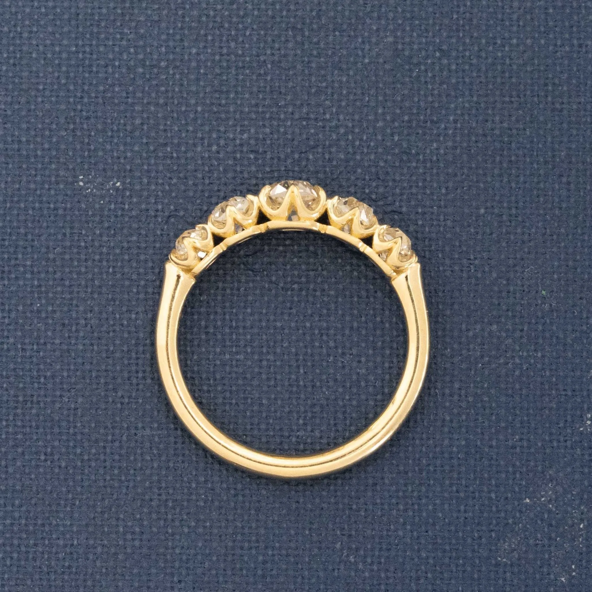 1.01ctw Old Mine Cut Diamond Half-Hoop 9-Stone Band