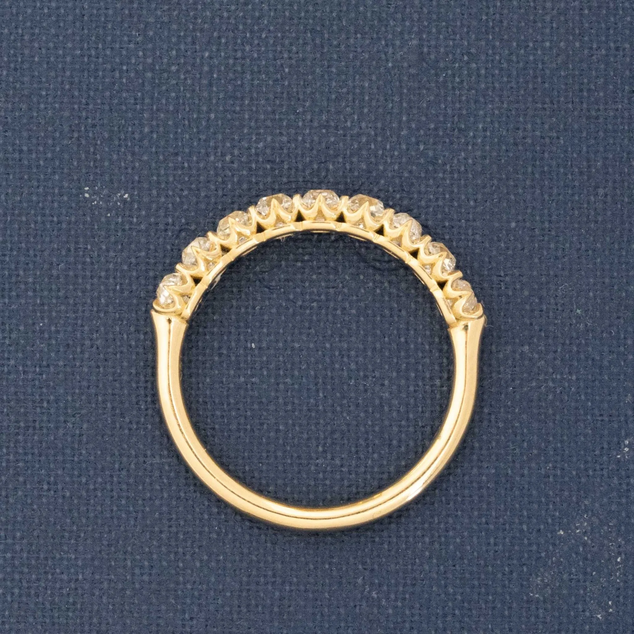 1.01ctw Old Mine Cut Diamond Half-Hoop 9-Stone Band
