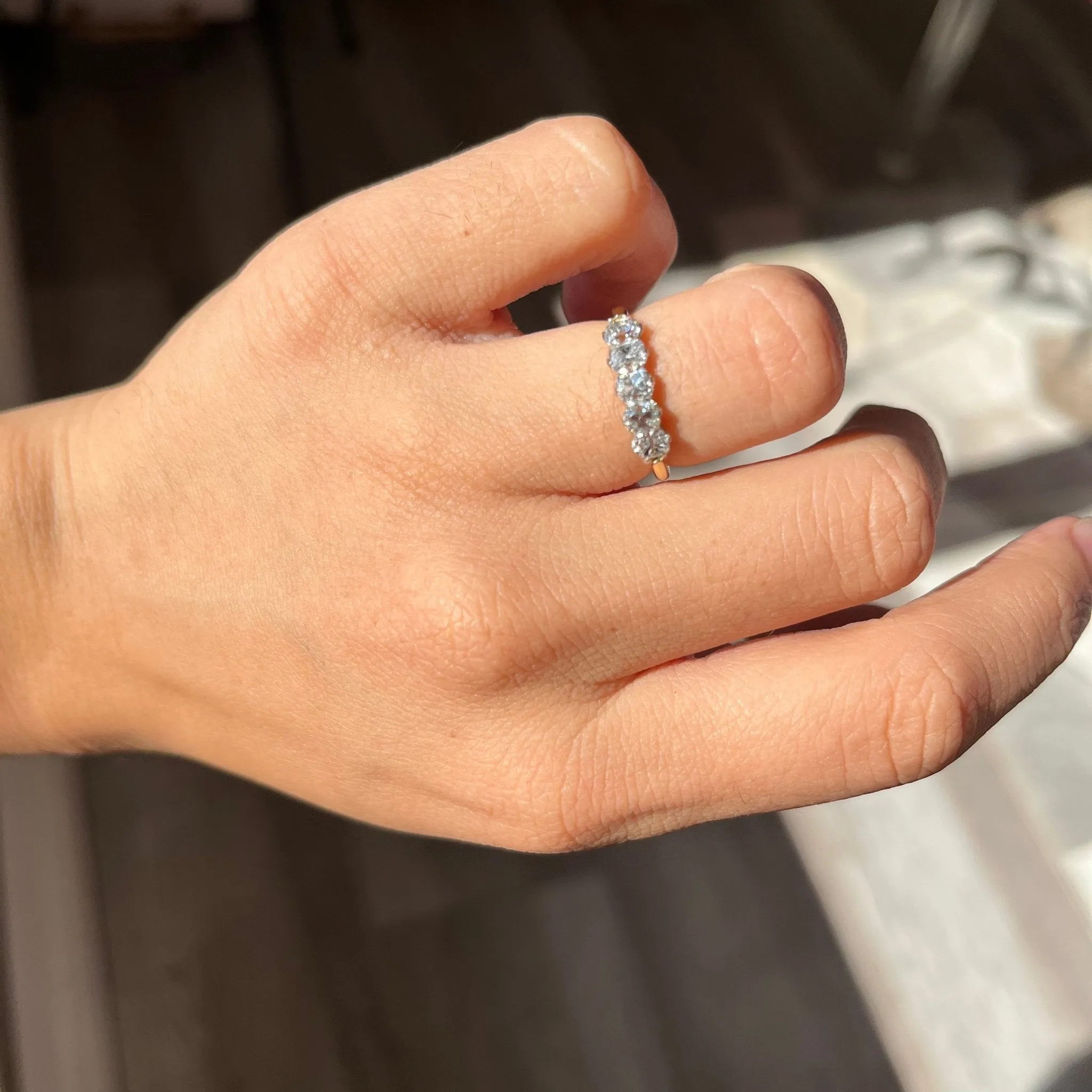 1.02ctw Old Mine Cut Diamond 5-Stone Band