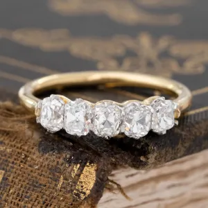 1.02ctw Old Mine Cut Diamond 5-Stone Band