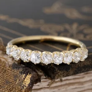 1.03ctw Old Mine Cut Diamond 9-Stone Half-Hoop Band