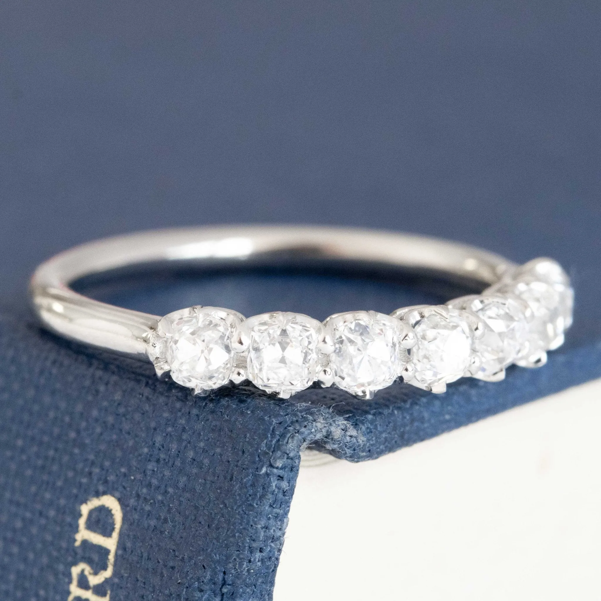 1.03ctw Old Mine Cut Diamond Half-Hoop Band