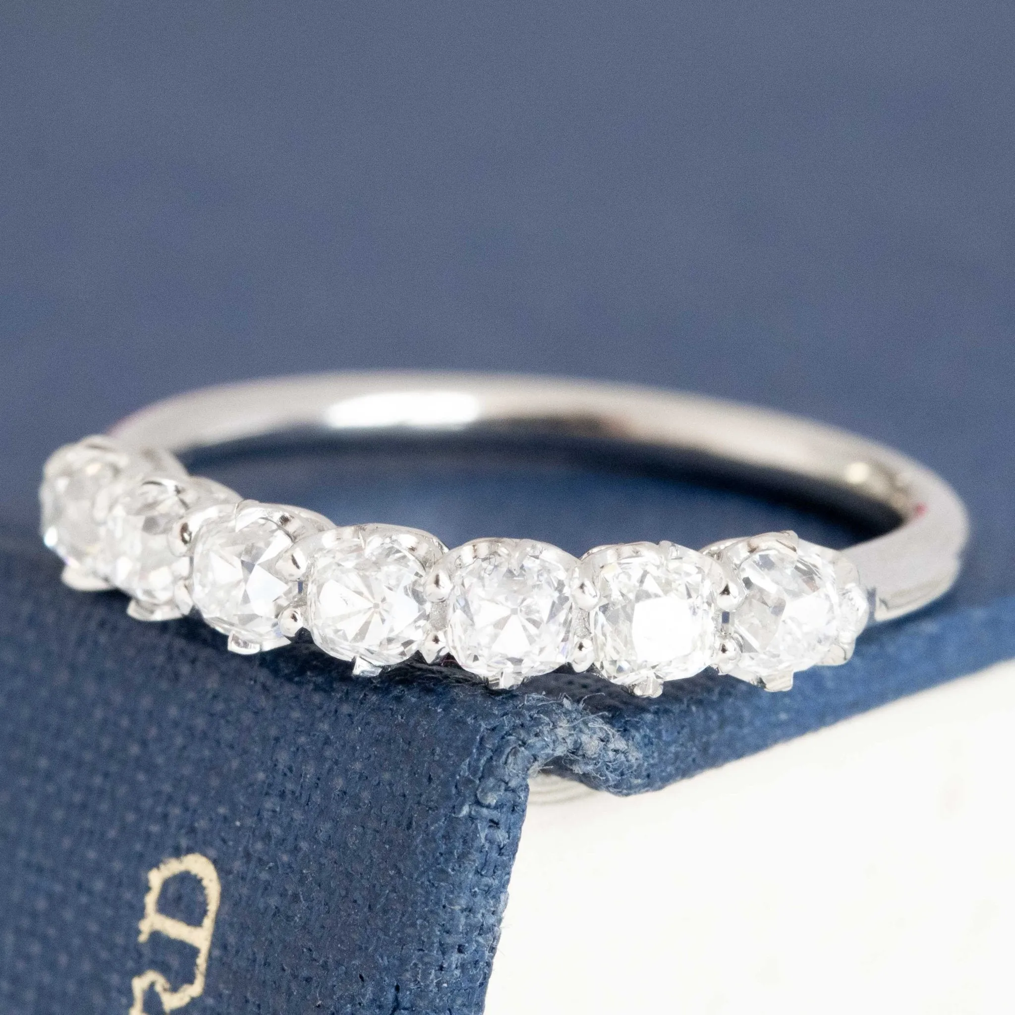1.03ctw Old Mine Cut Diamond Half-Hoop Band