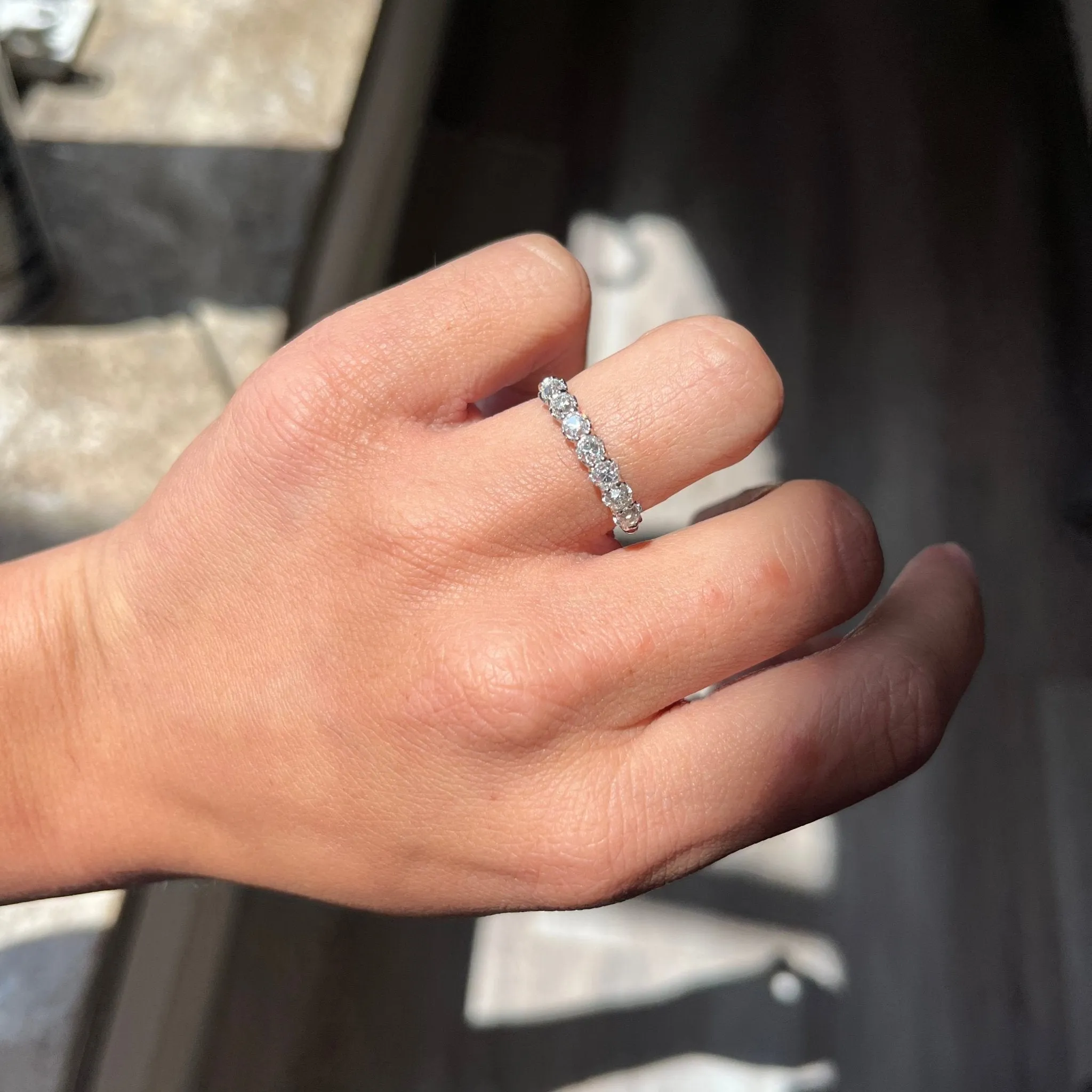 1.03ctw Old Mine Cut Diamond Half-Hoop Band
