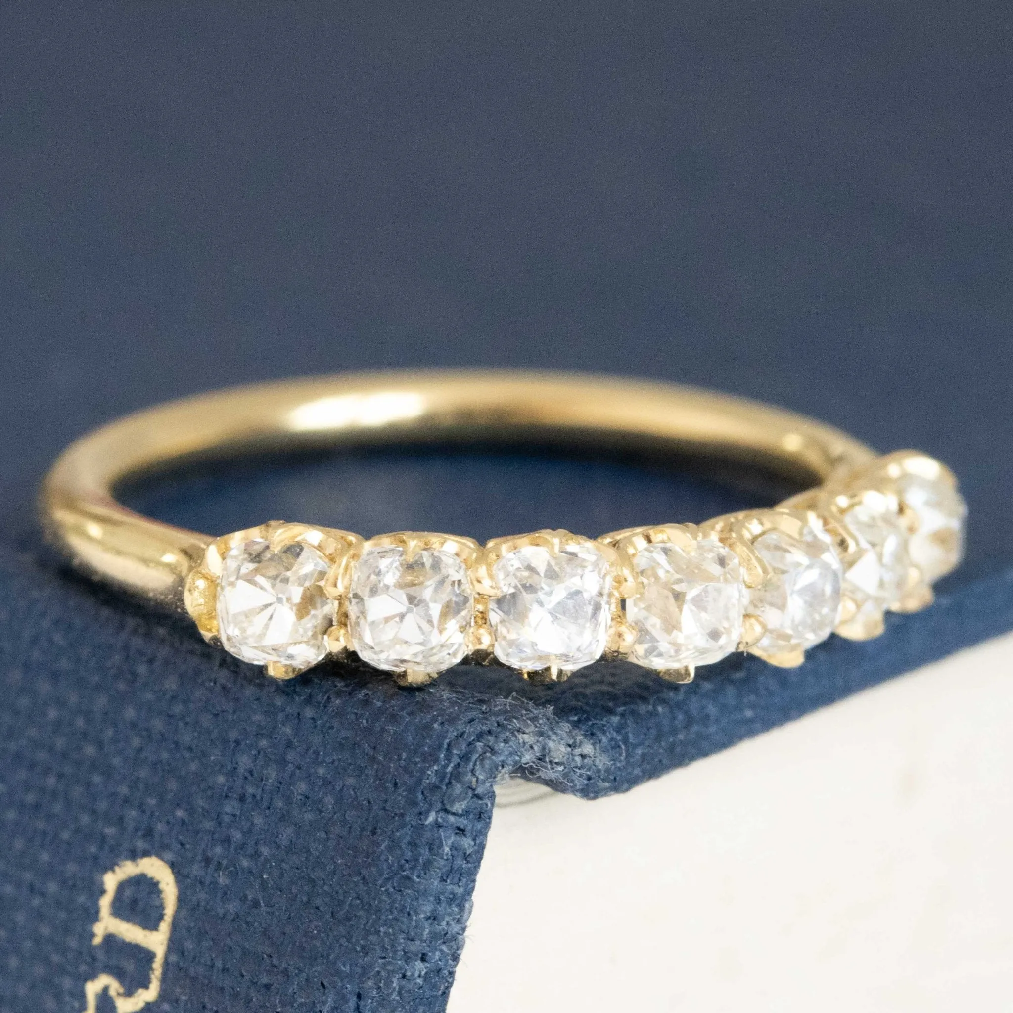 1.03ctw Petite Old Mine Cut Diamond 7-Stone Half-Hoop Band