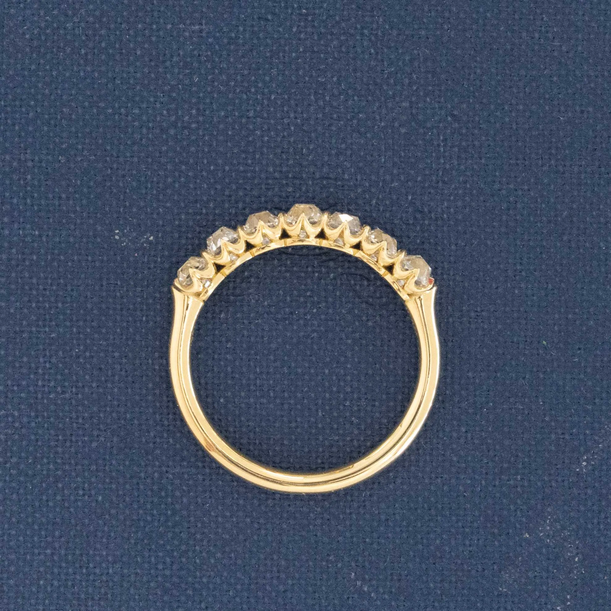 1.03ctw Petite Old Mine Cut Diamond 7-Stone Half-Hoop Band