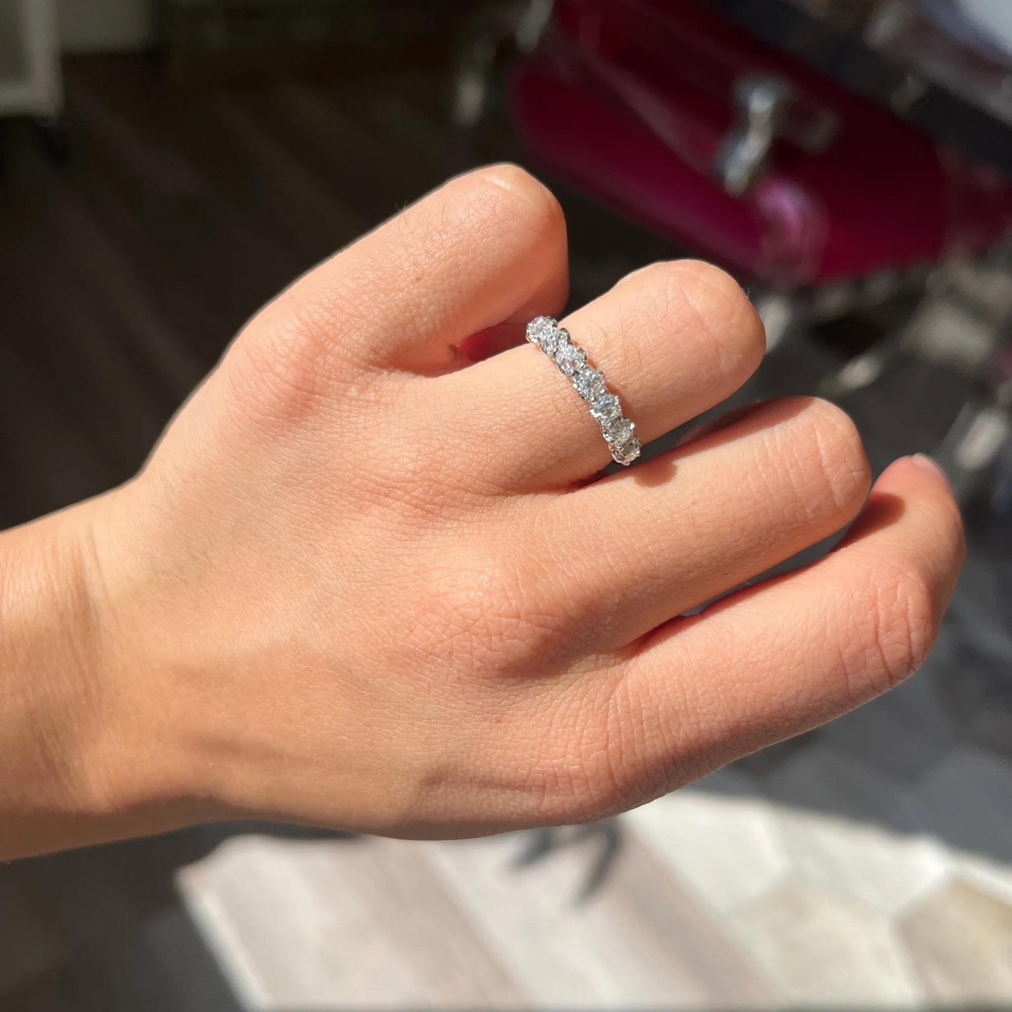 1.04ctw Old Mine Cut Diamond 7-Stone Band