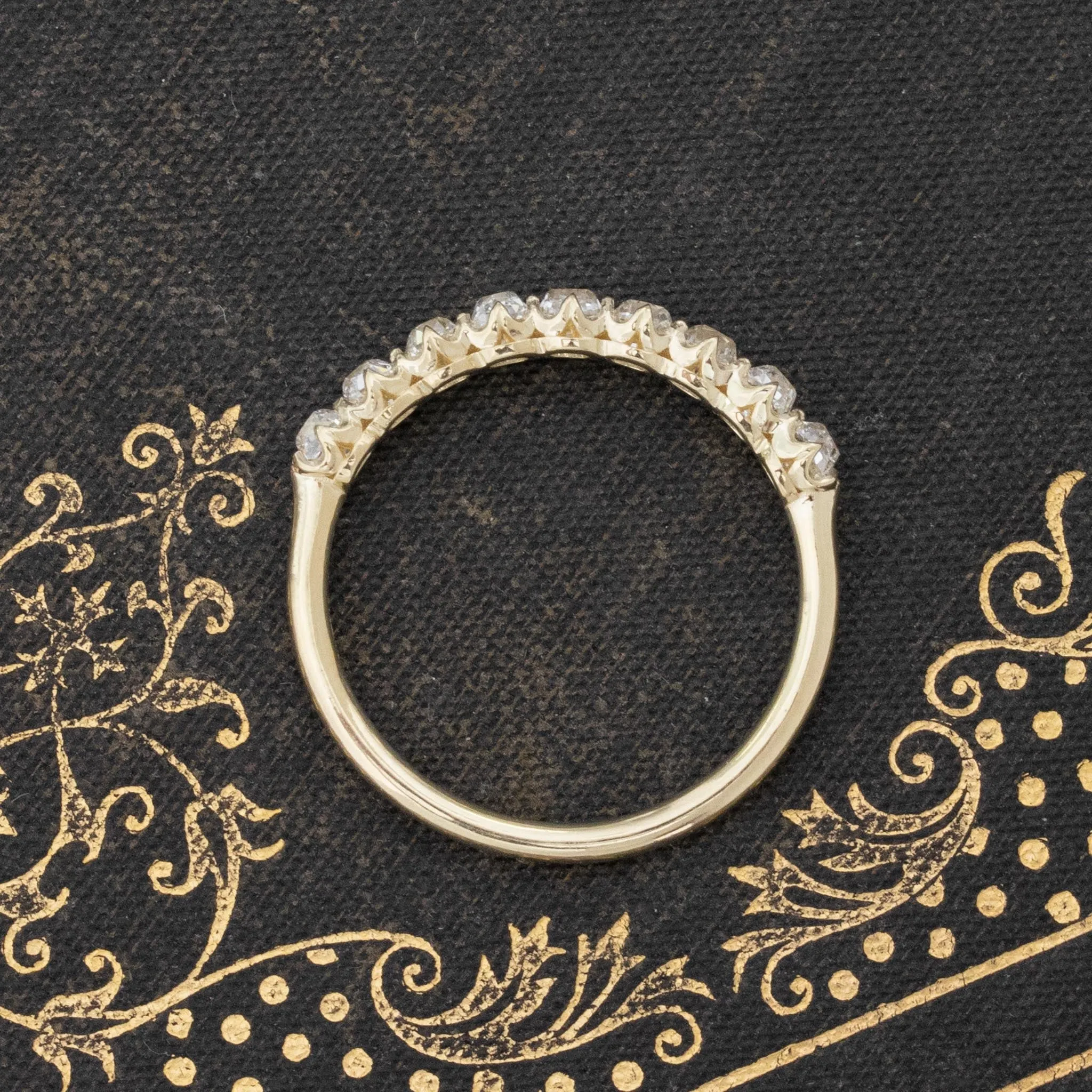 1.04ctw Old Mine Cut Diamond Half-Hoop Band