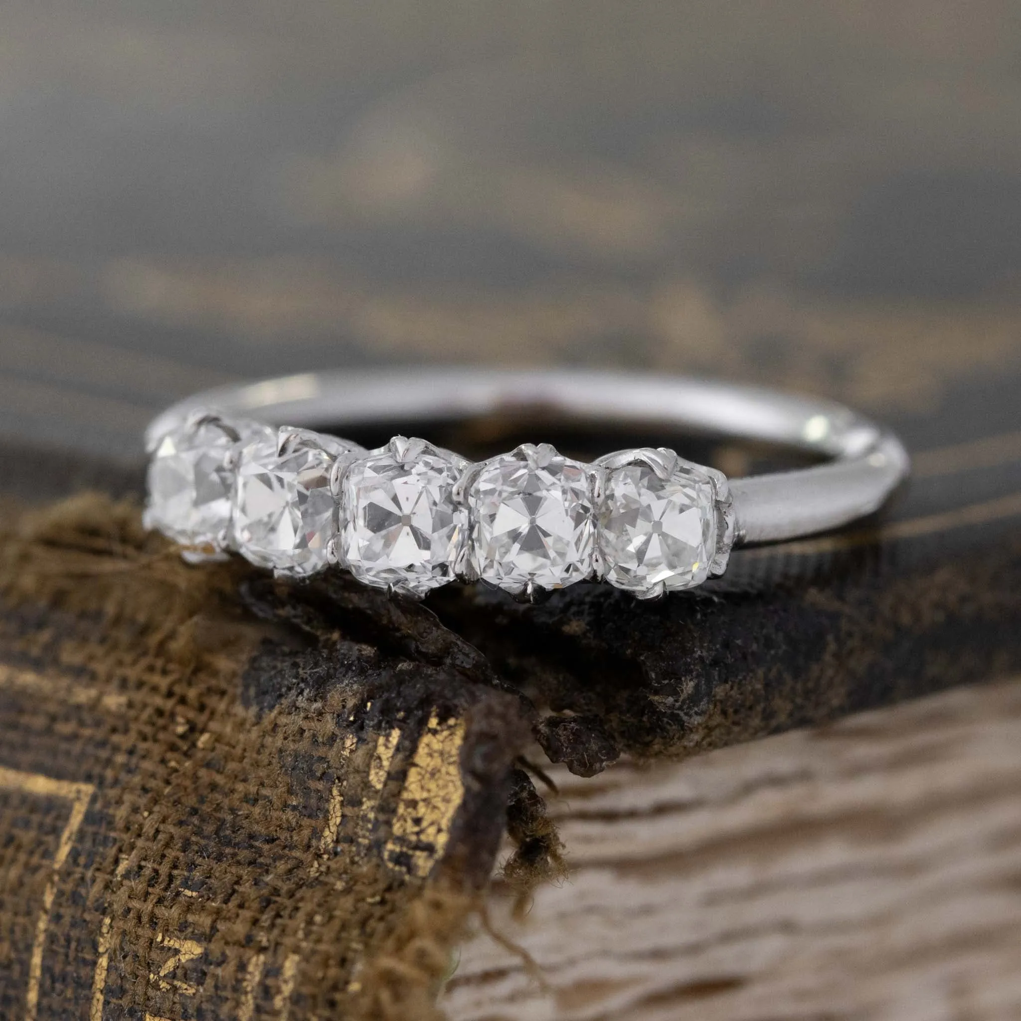 1.05ctw Old Mine Cut Diamond 5-Stone Band
