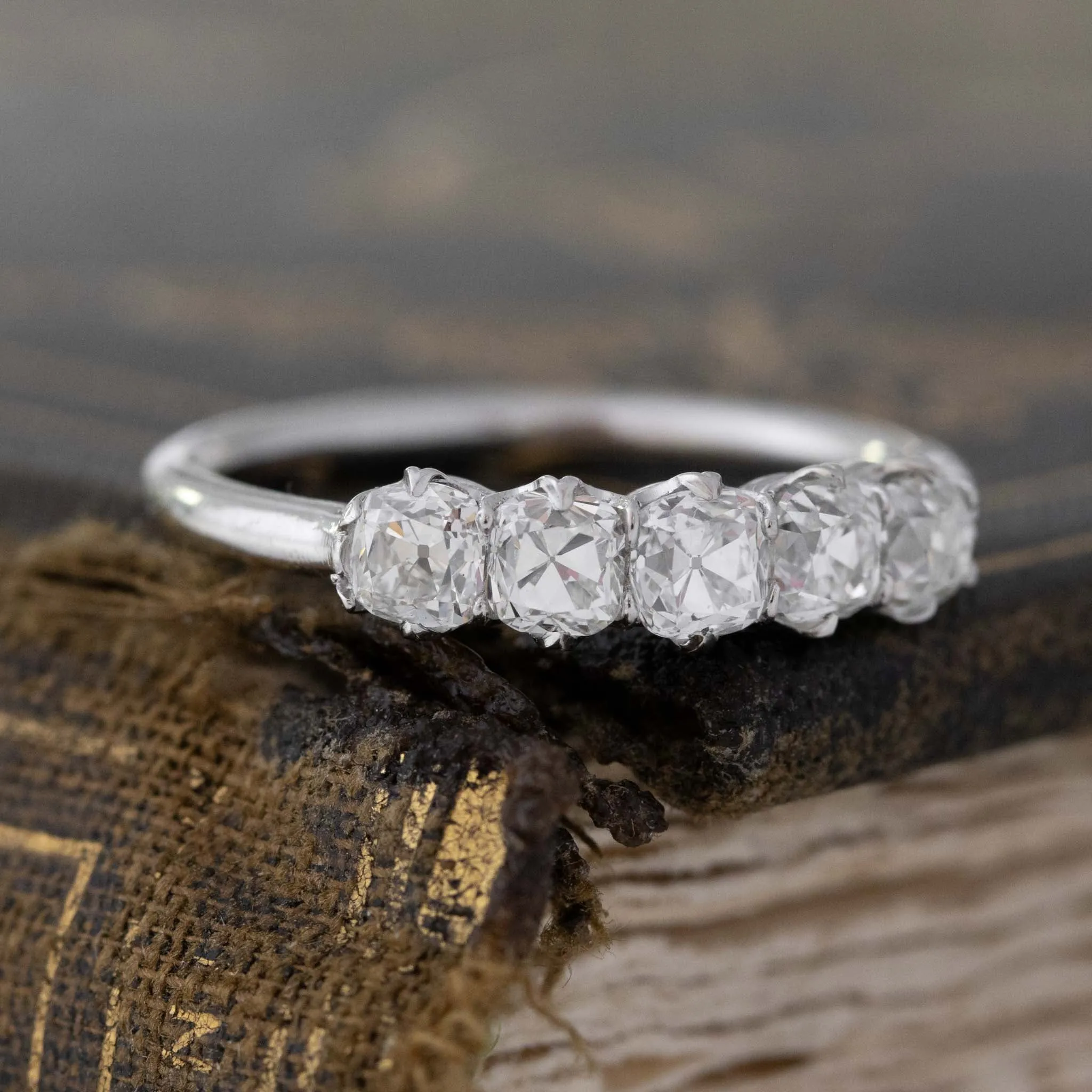 1.05ctw Old Mine Cut Diamond 5-Stone Band