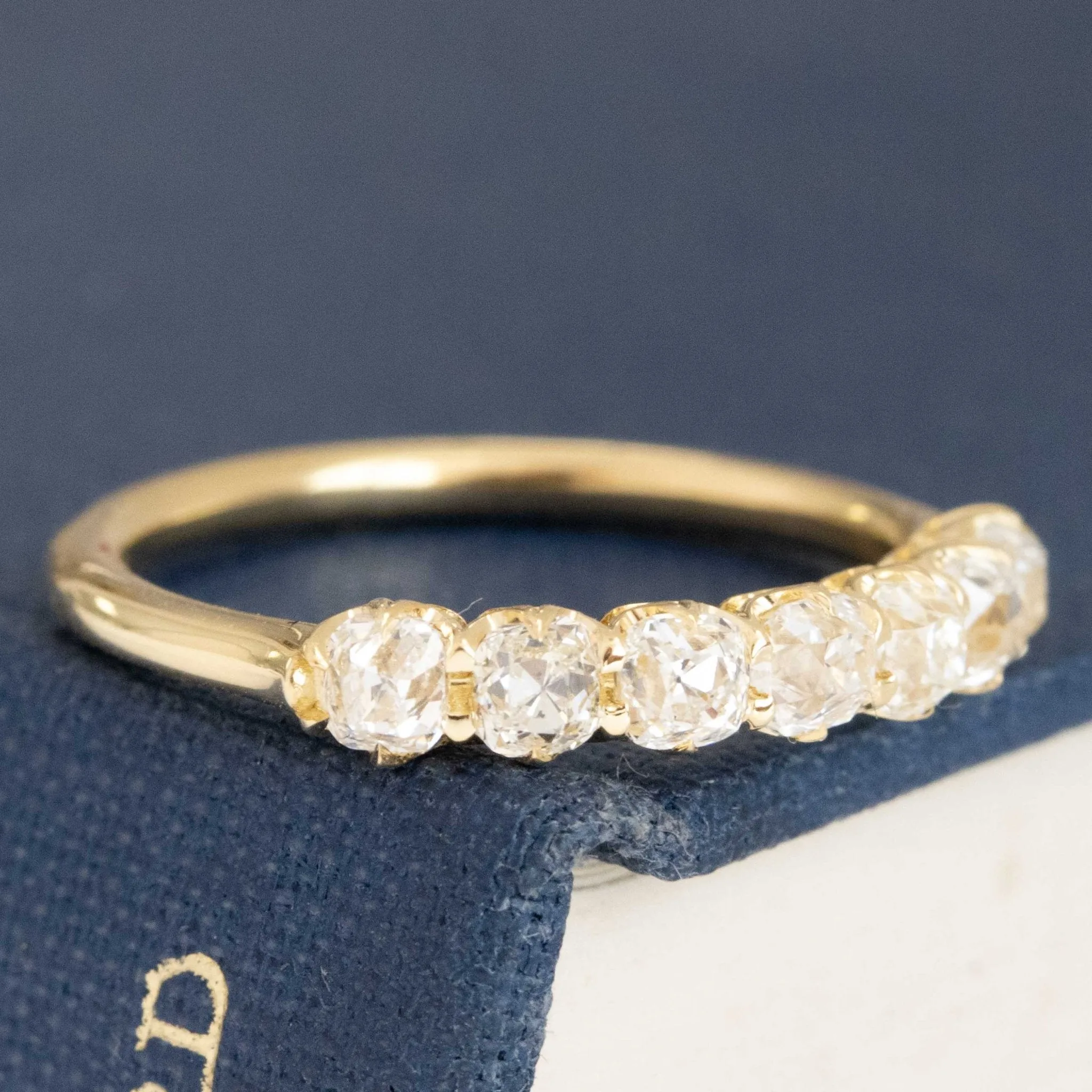 1.05ctw Old Mine Cut Diamond Half-Hoop Band