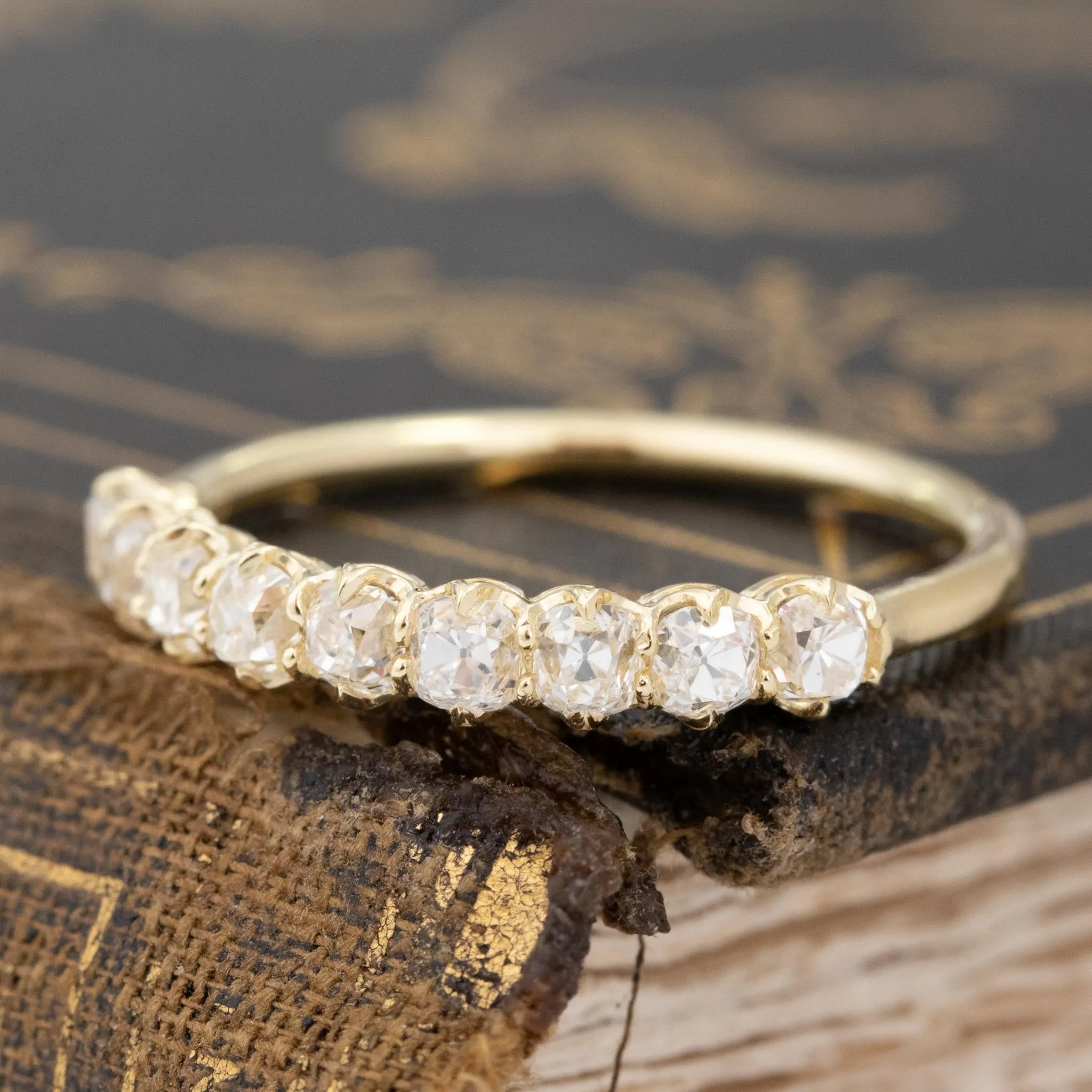 1.06ctw Old Mine Cut Diamond Half-Hoop Band
