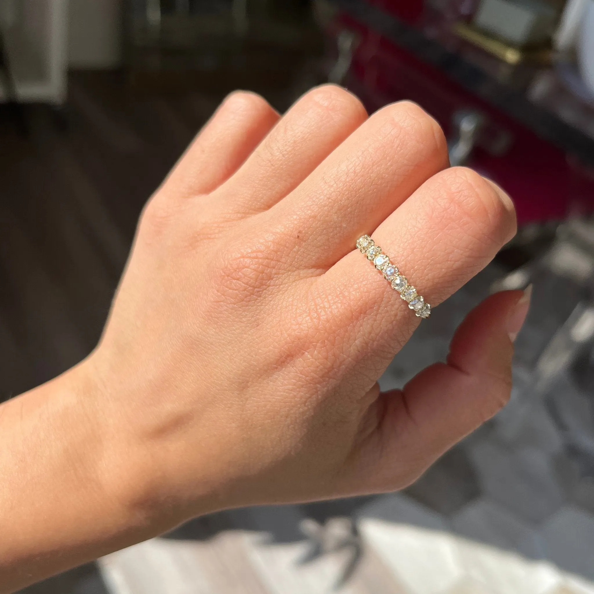 1.06ctw Old Mine Cut Diamond Half-Hoop Band
