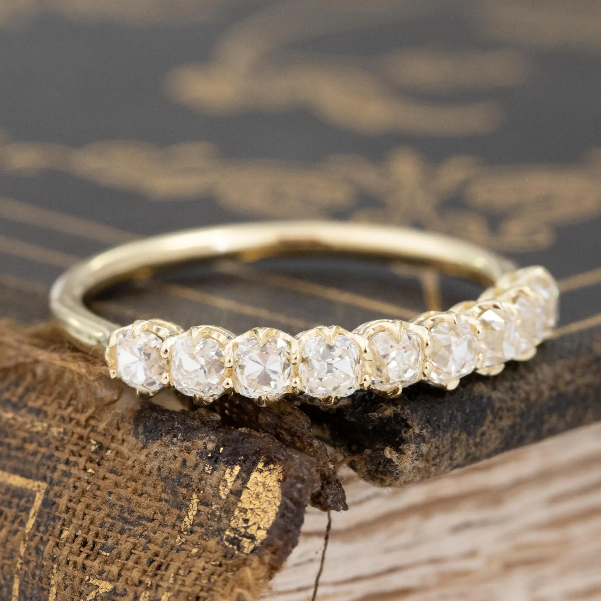 1.06ctw Old Mine Cut Diamond Half-Hoop Band