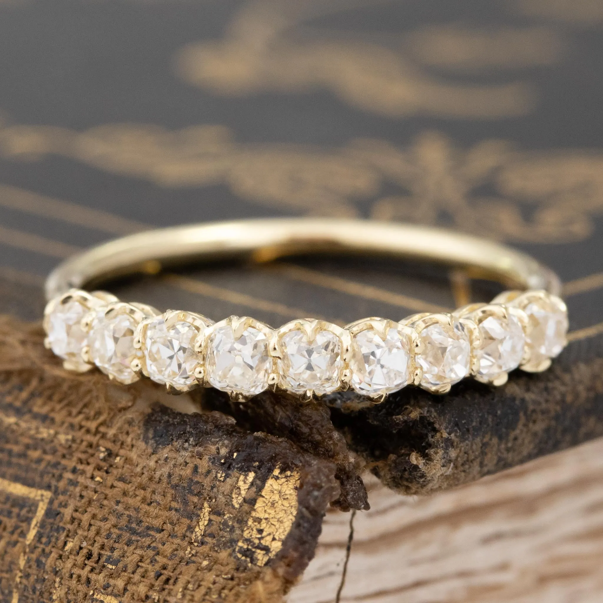 1.06ctw Old Mine Cut Diamond Half-Hoop Band