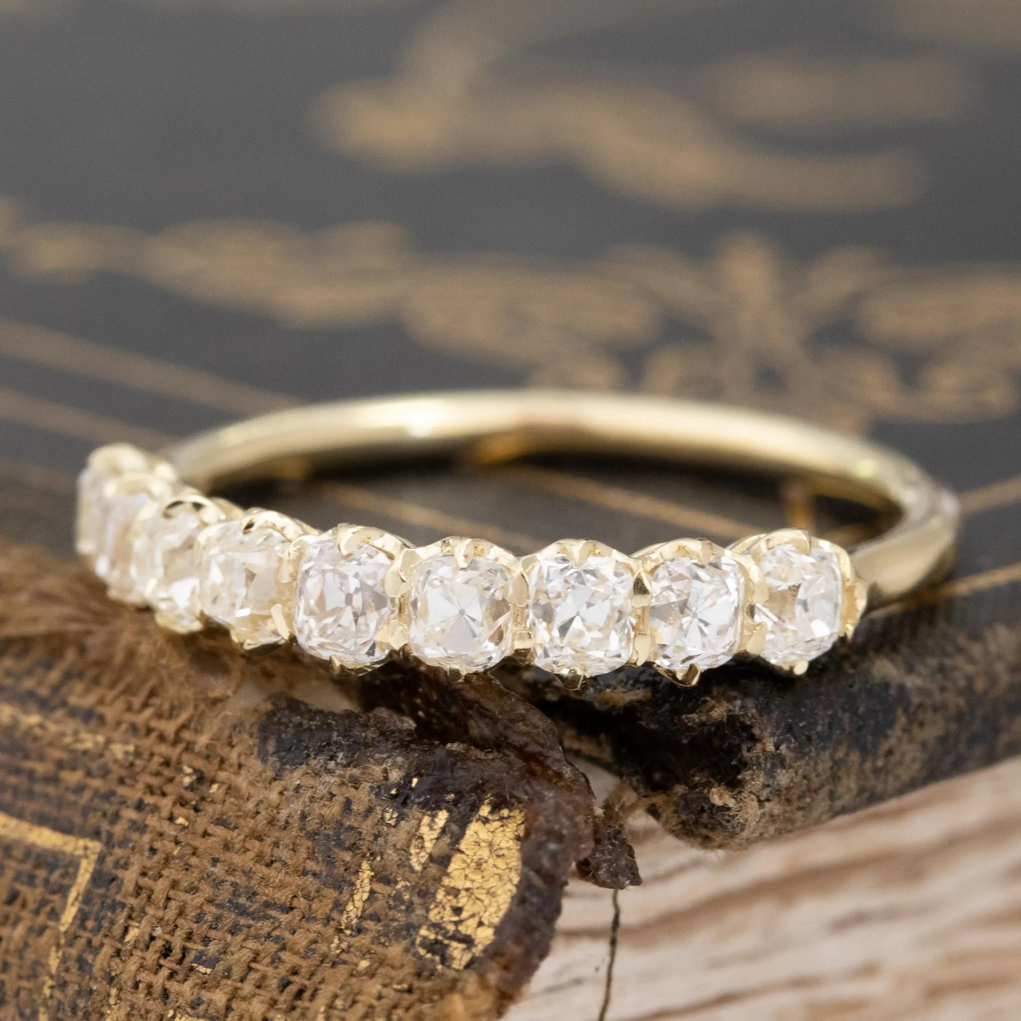 1.07ctw Old Mine Cut Diamond Half-Hoop Band
