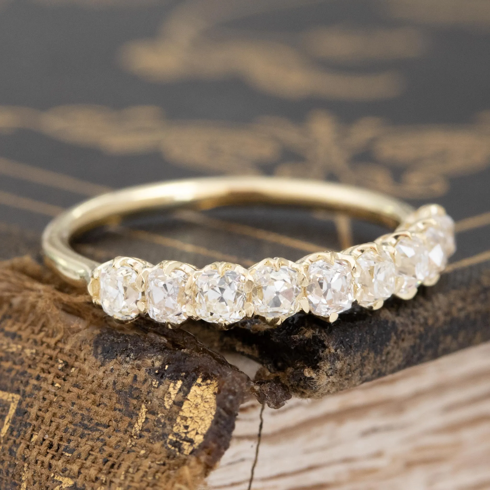 1.07ctw Old Mine Cut Diamond Half-Hoop Band