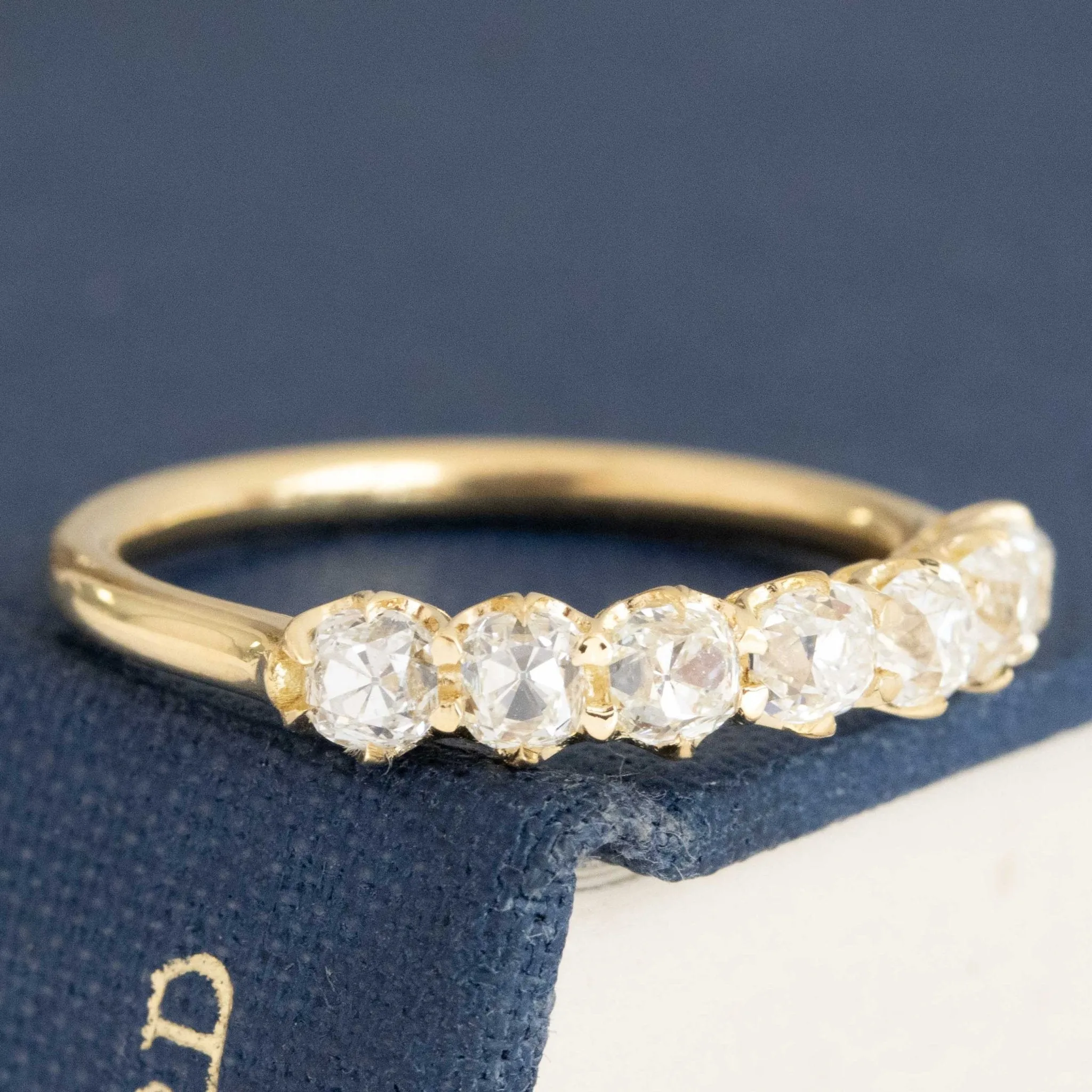 1.07ctw Old Mine Cut Diamond Half-Hoop Band