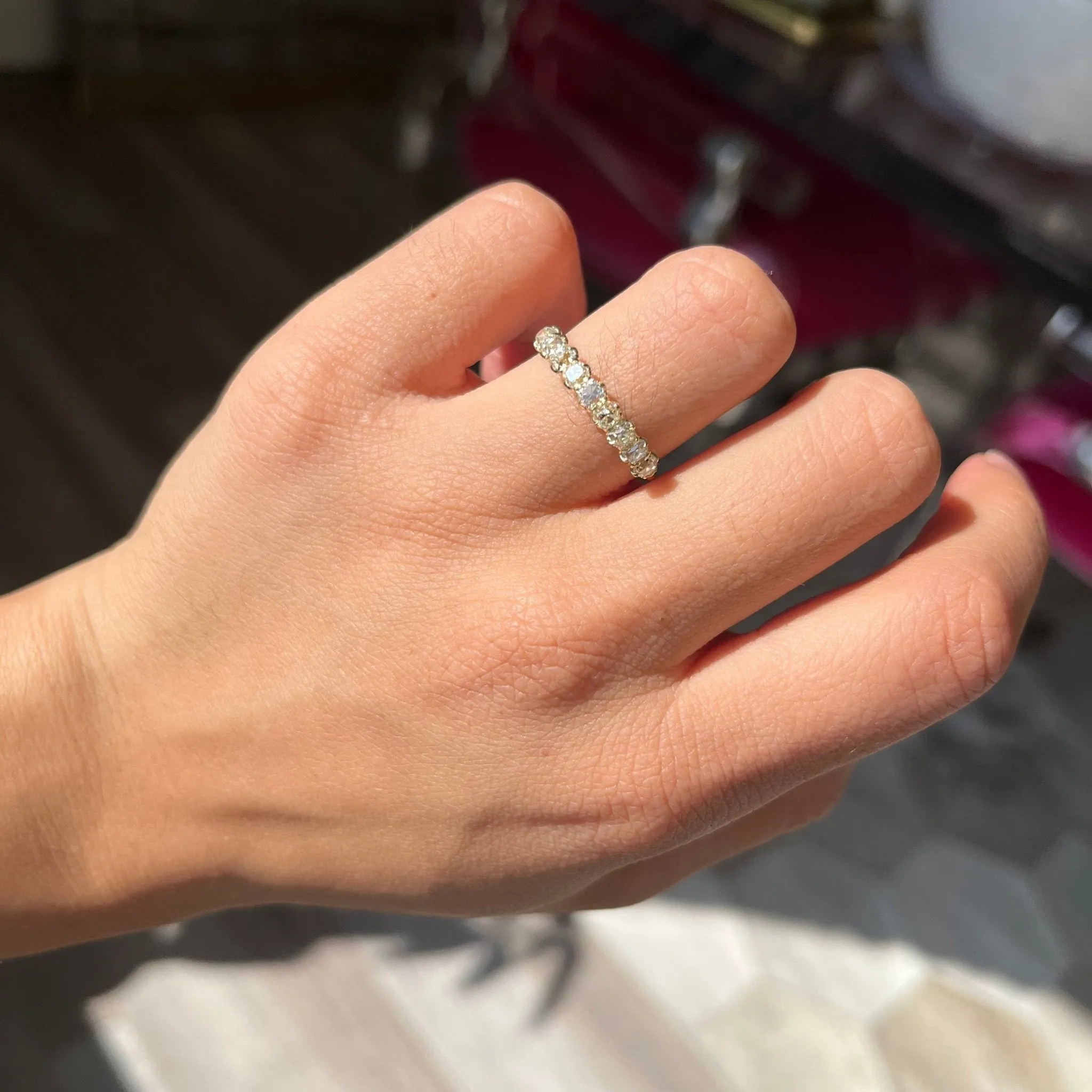 1.07ctw Old Mine Cut Diamond Half-Hoop Band