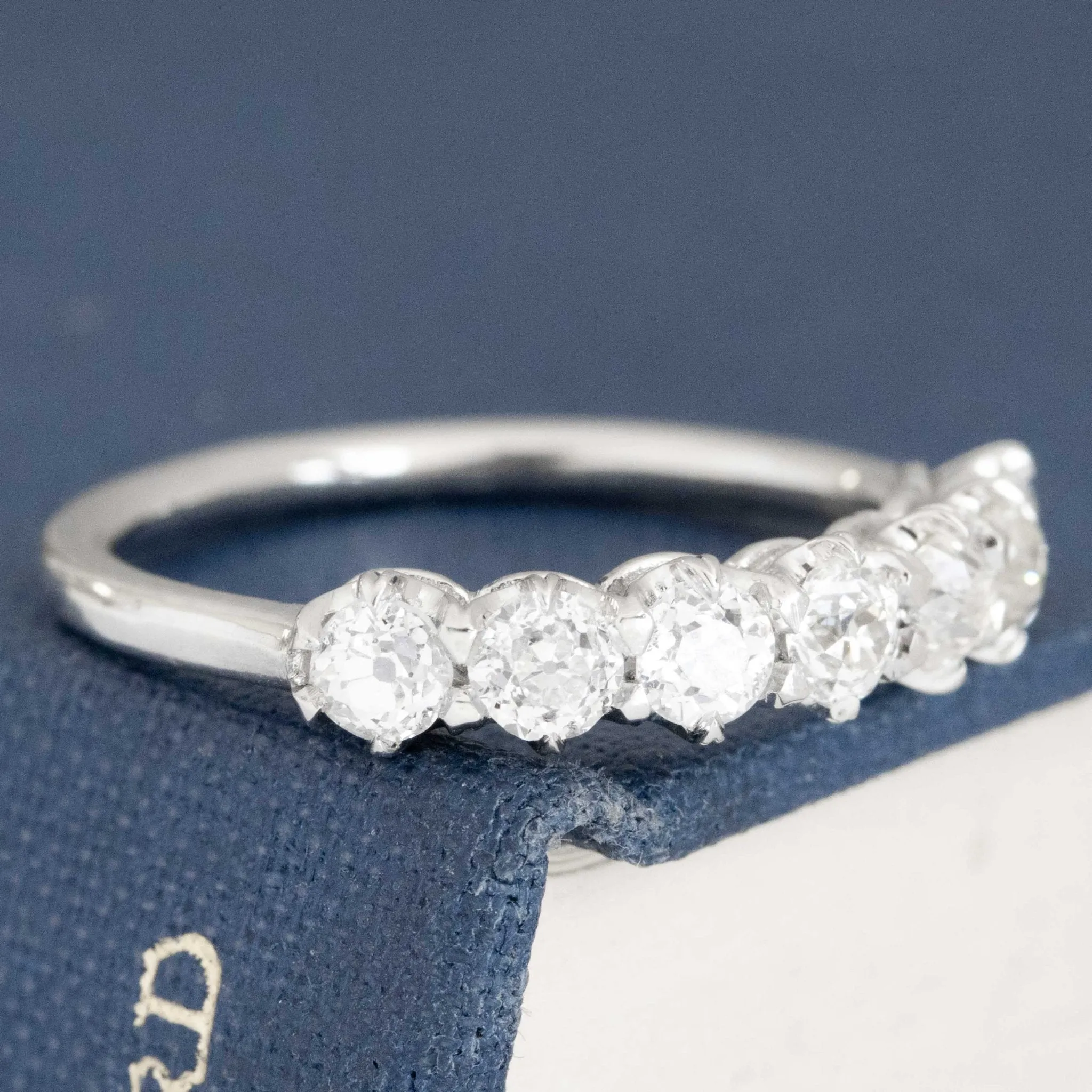 1.08ctw Old European Cut Diamond Half-Hoop Band