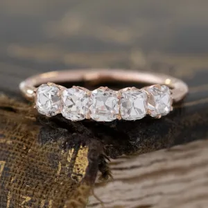 1.08ctw Old Mine Cut Diamond 5-Stone Band
