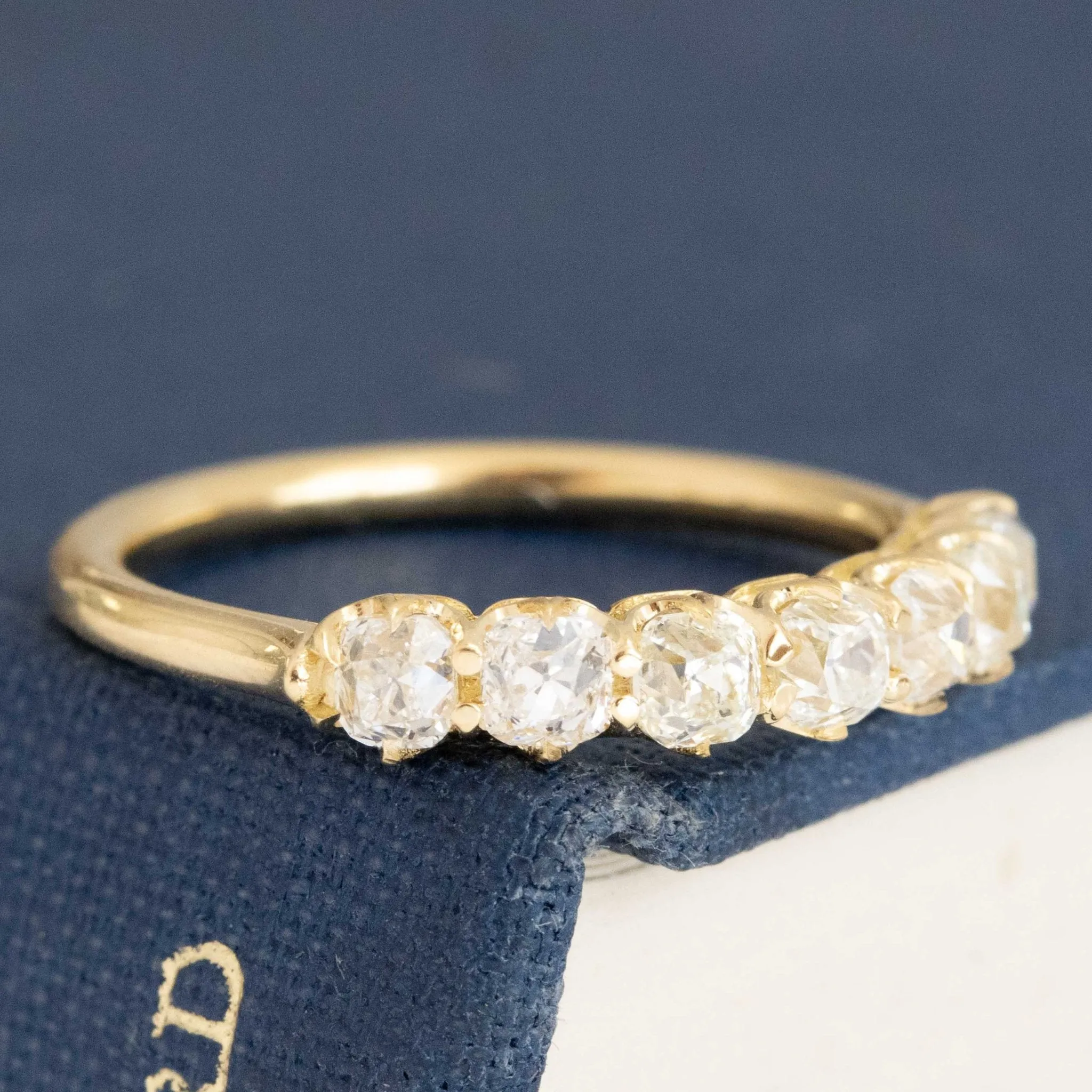 1.09ctw Old Mine Cut Diamond Half-Hoop Band