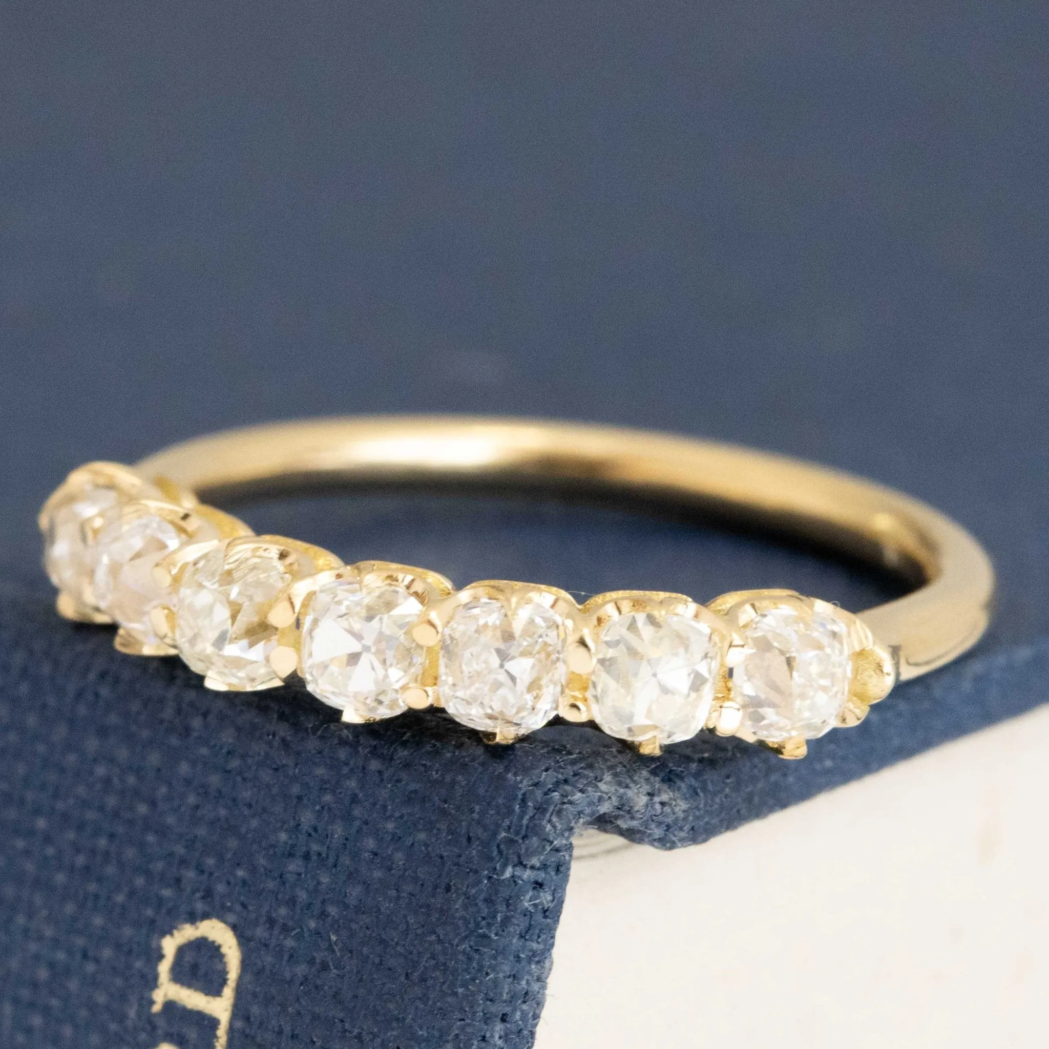 1.09ctw Old Mine Cut Diamond Half-Hoop Band