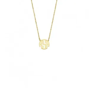 10K Gold Block Mini Monogram Necklace