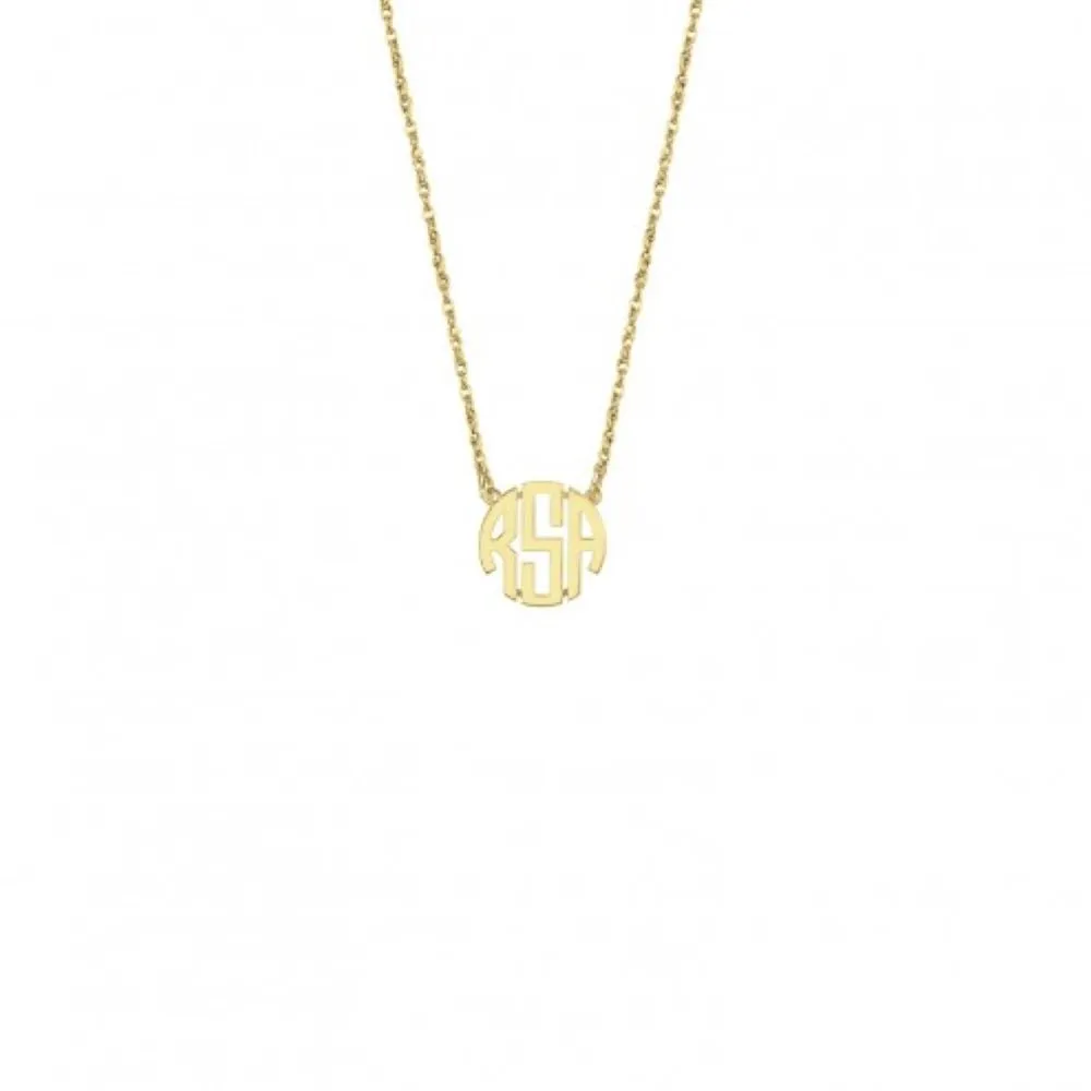 10K Gold Block Mini Monogram Necklace