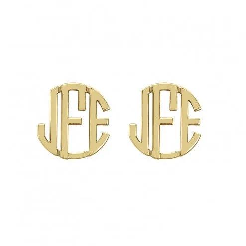 10K Gold Block Monogram Earrings