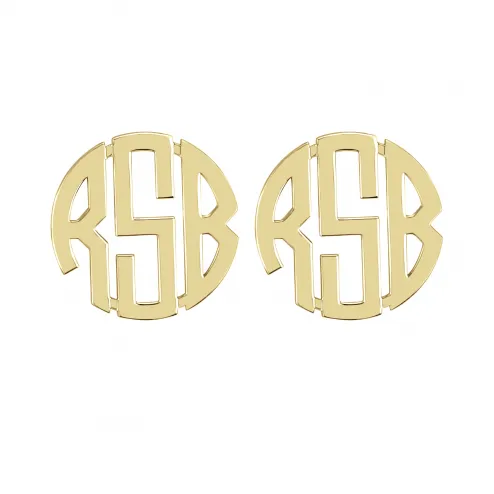 10K Gold Block Monogram Earrings