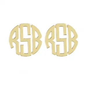 10K Gold Block Monogram Earrings