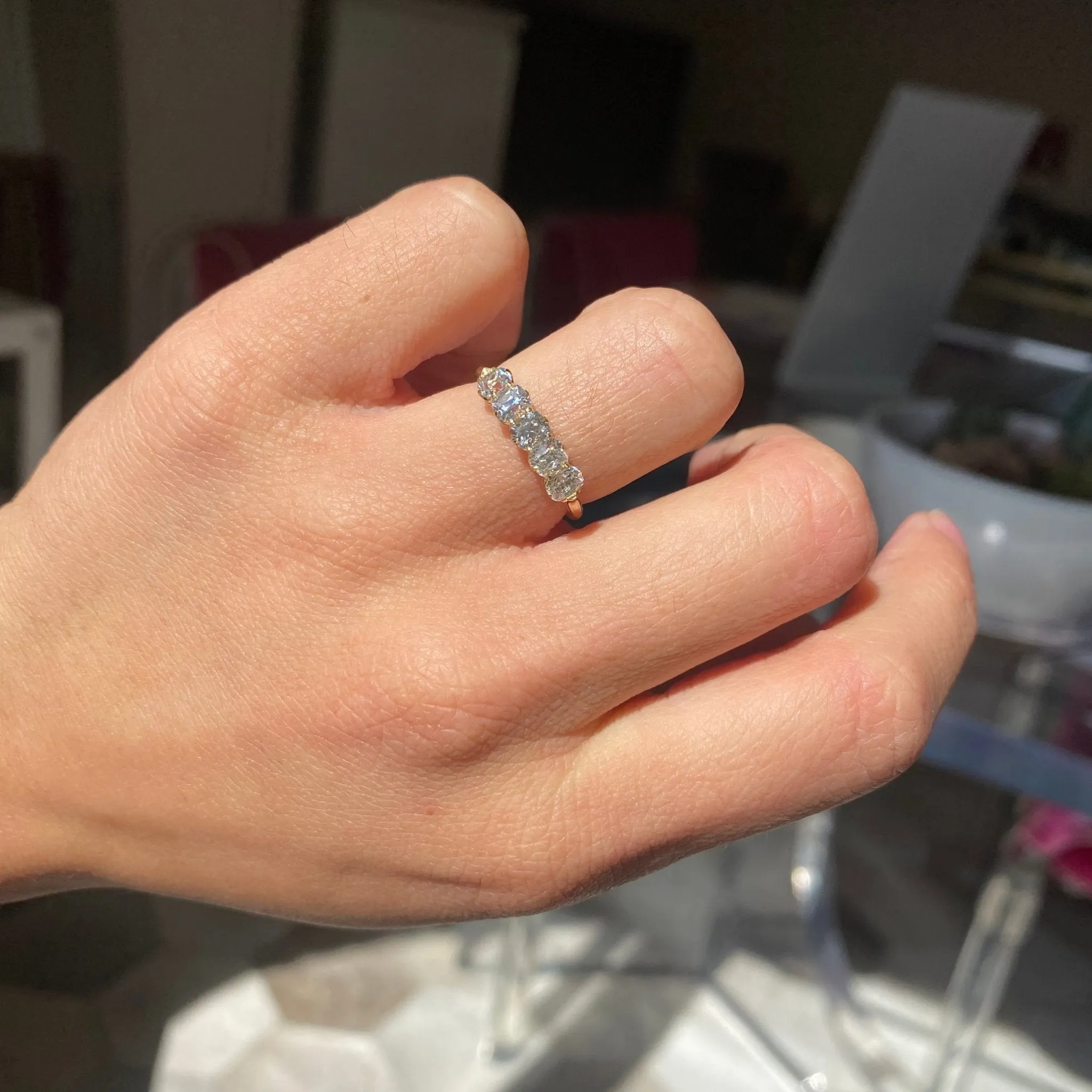 1.10ctw Old Mine Cut Diamond 5-Stone Band