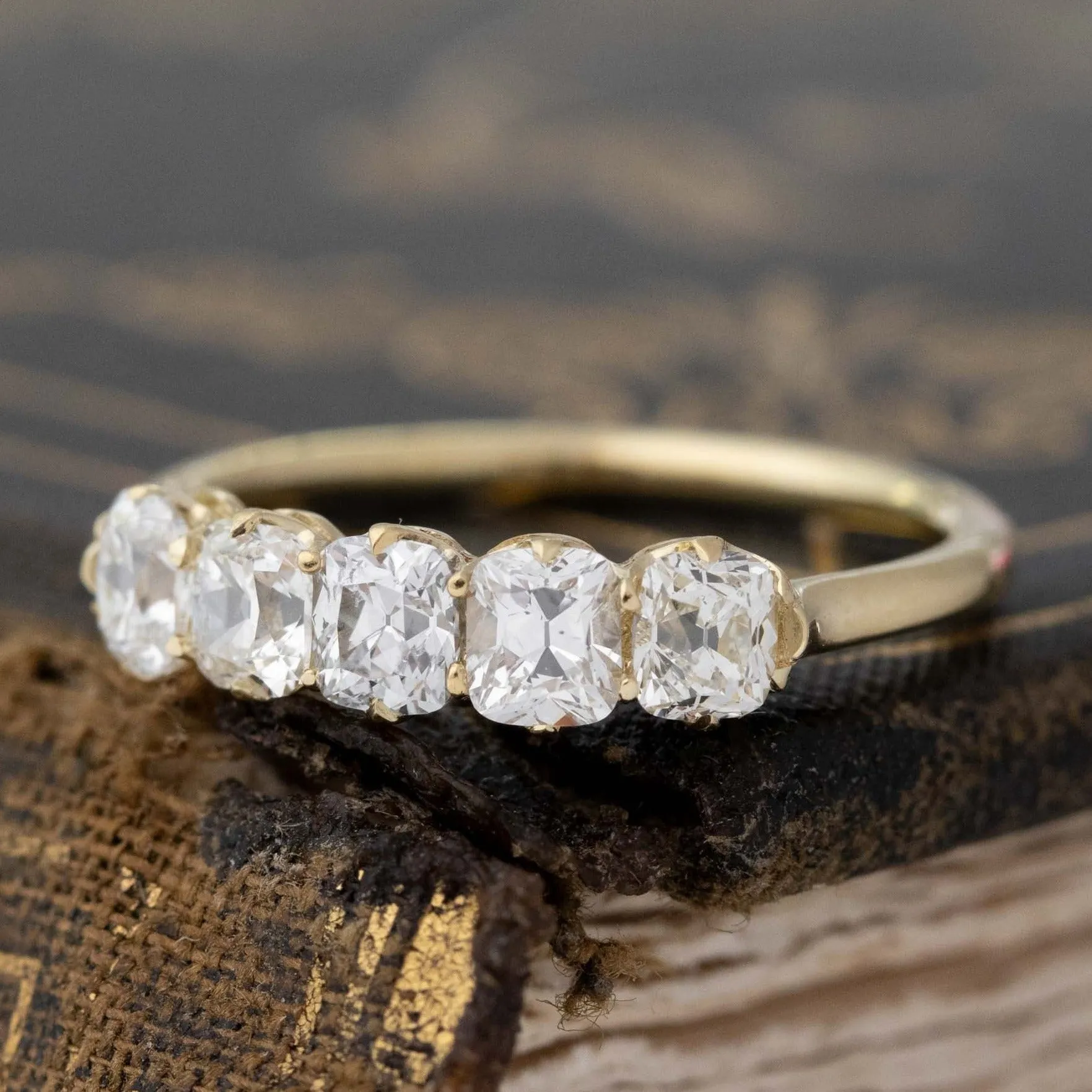 1.10ctw Old Mine Cut Diamond 5-Stone Band