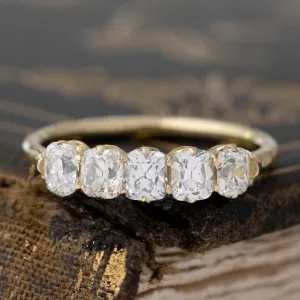 1.10ctw Old Mine Cut Diamond 5-Stone Band