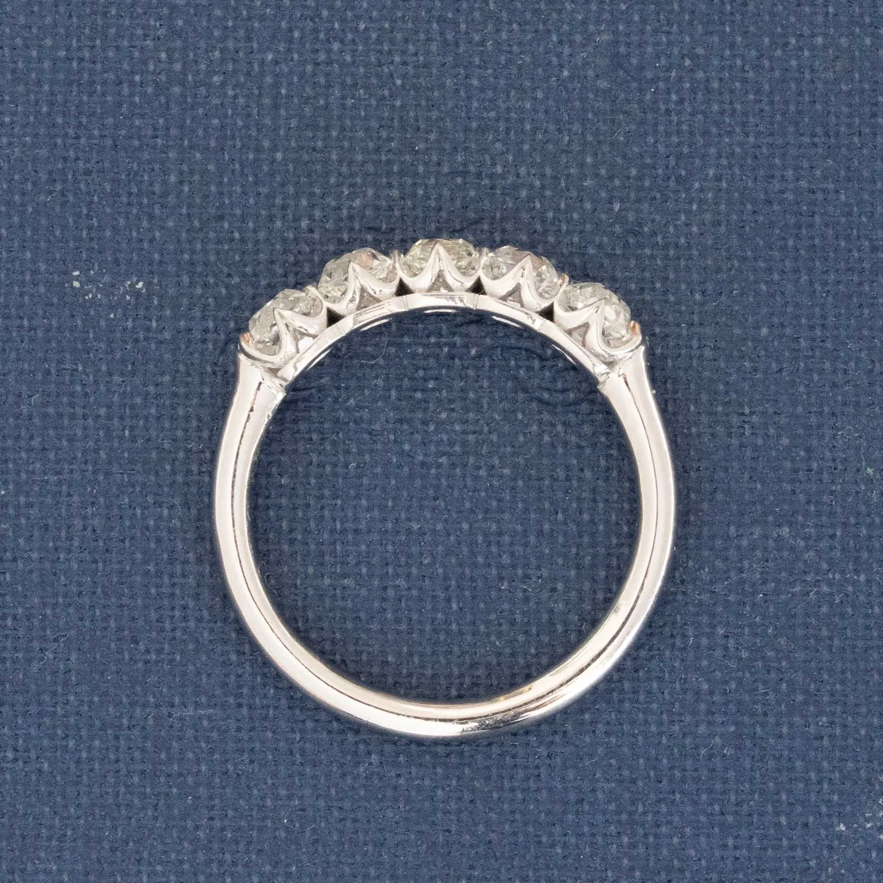 1.11ctw Old Mine Cut Diamond 5-Stone Half-Hoop Band