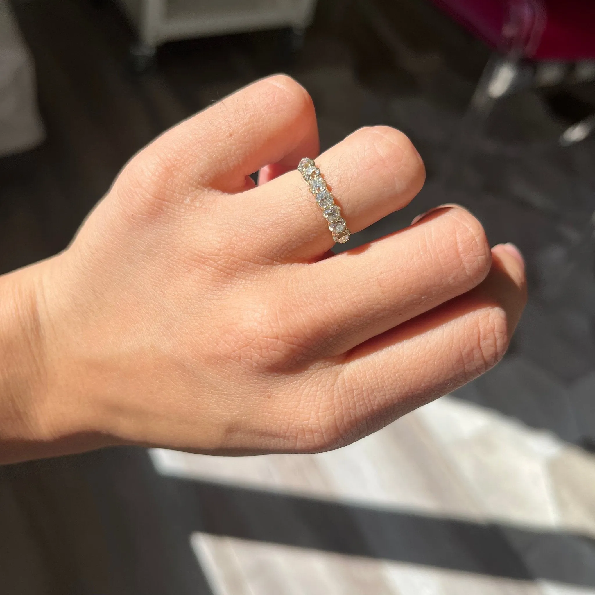 1.11ctw Old Mine Cut Diamond 7-Stone Band