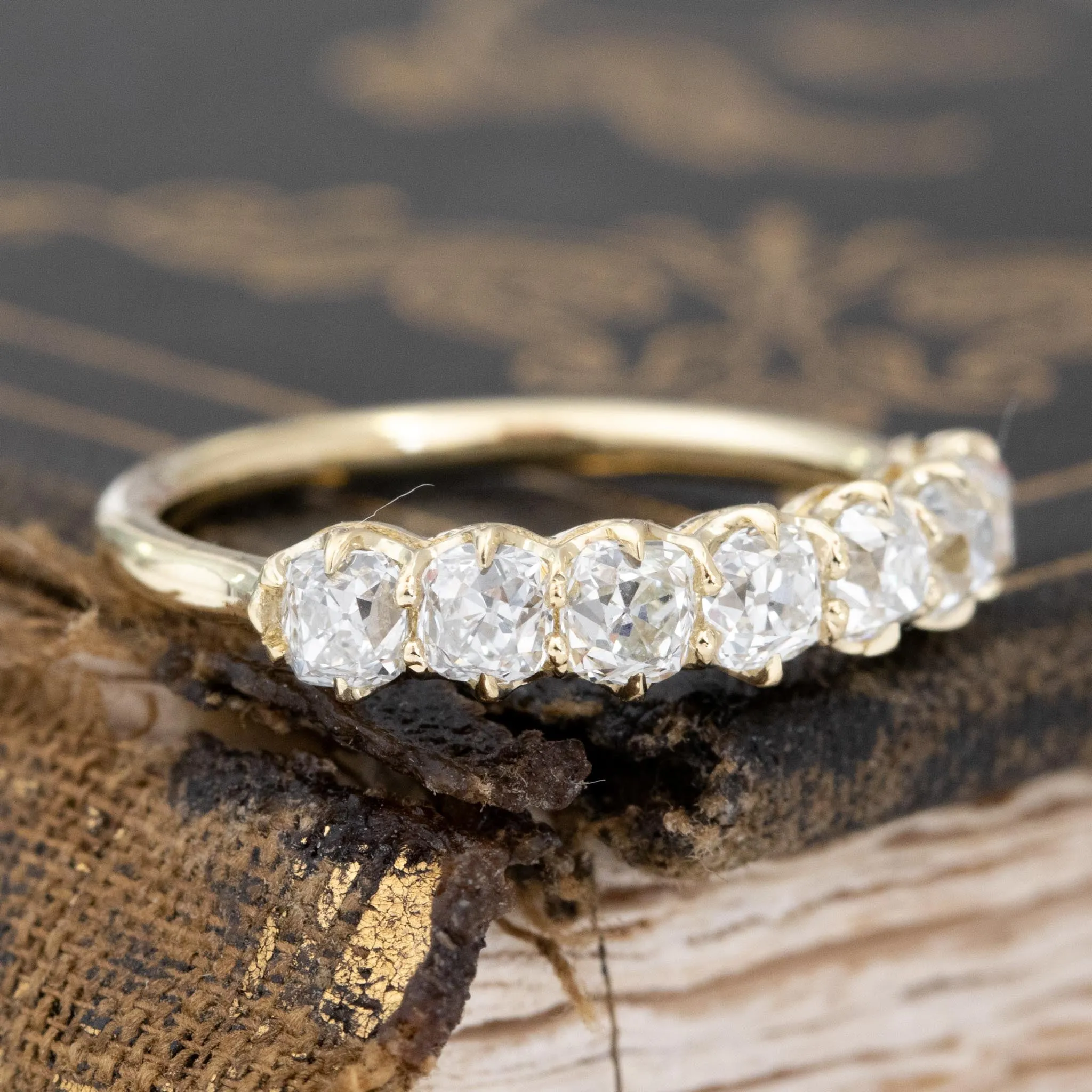 1.11ctw Old Mine Cut Diamond 7-Stone Band