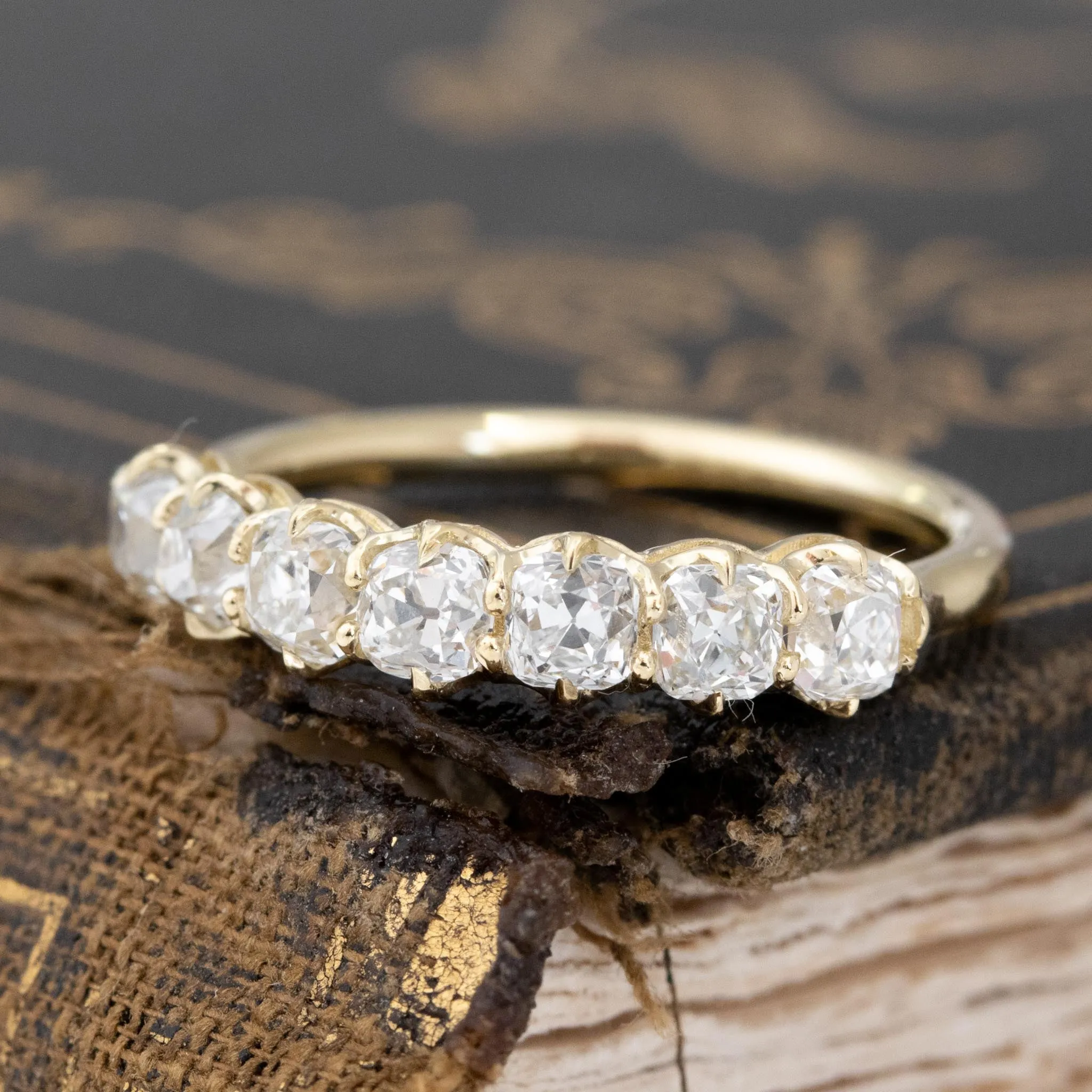 1.11ctw Old Mine Cut Diamond 7-Stone Band