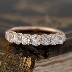 1.11ctw Old Mine Cut Diamond 7-Stone Half-Hoop Band