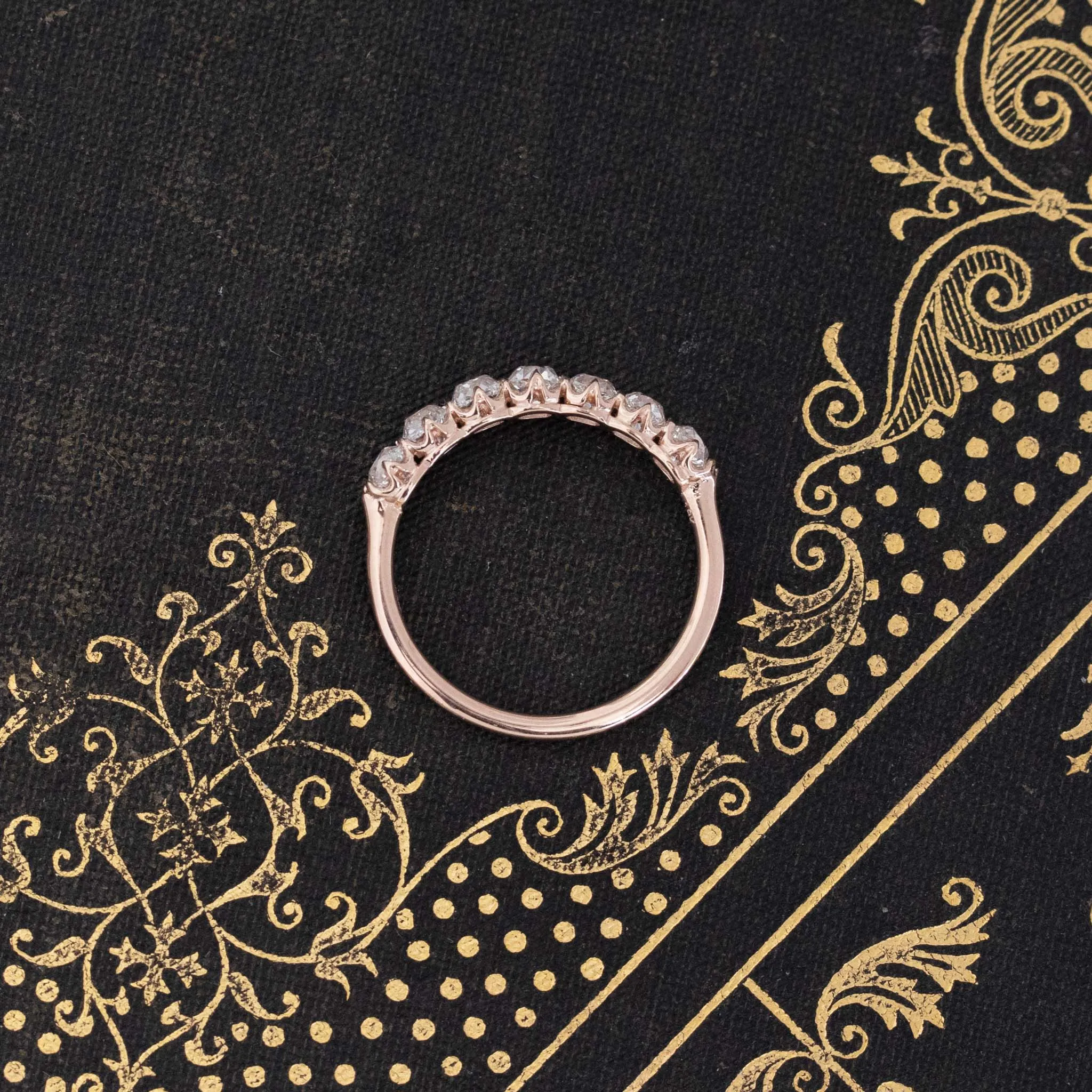 1.11ctw Old Mine Cut Diamond 7-Stone Half-Hoop Band