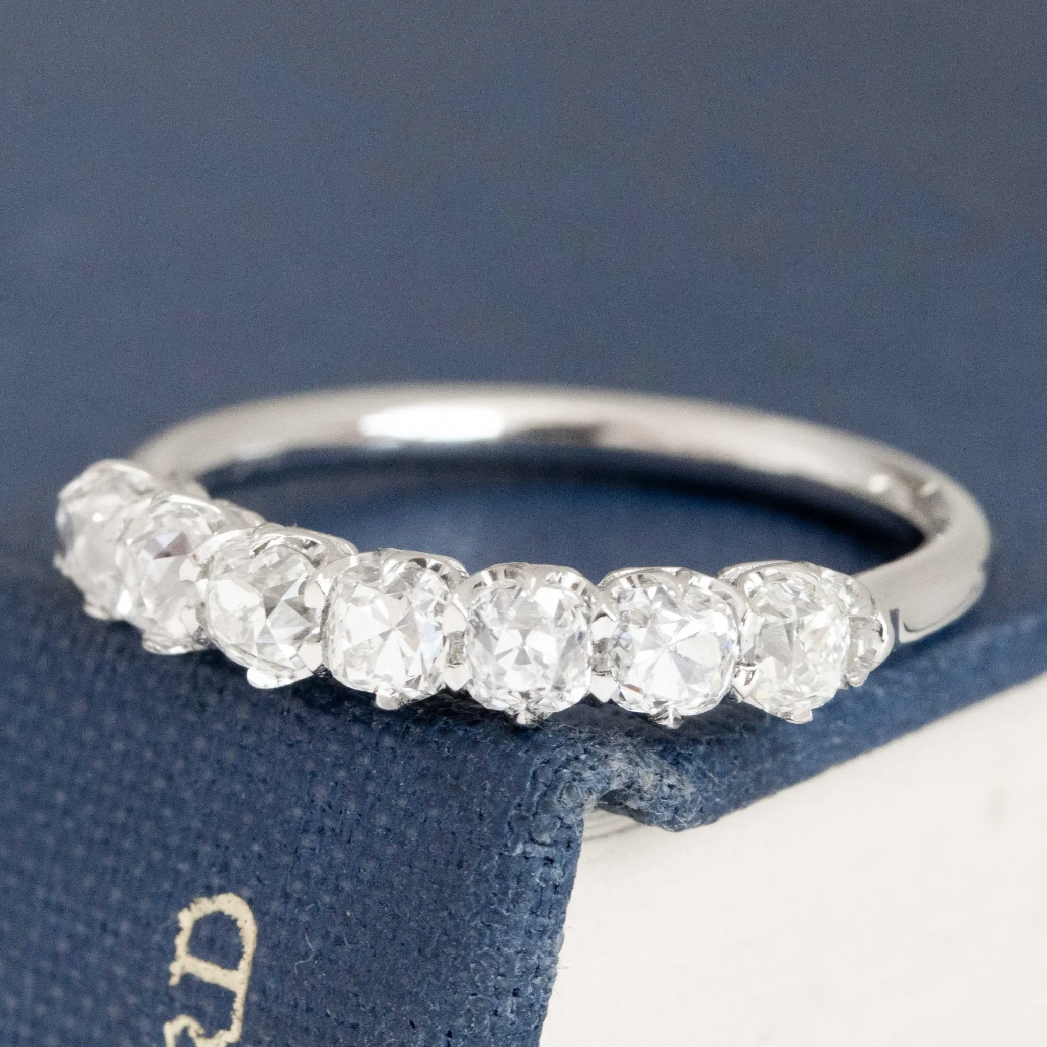 1.11ctw Old Mine Cut Diamond Half-Hoop Band